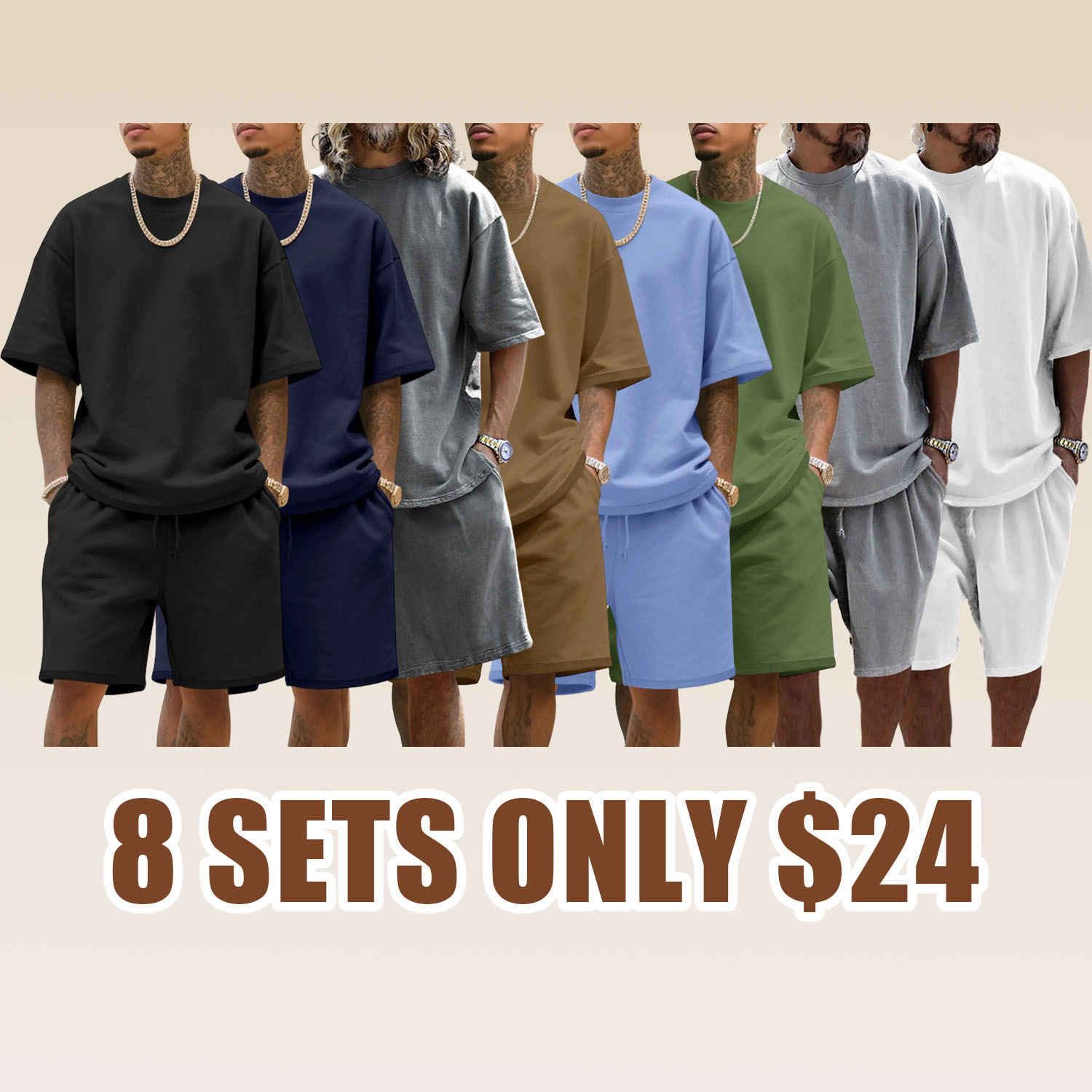 Men's Summer Casual Set, Pure Color Round Neck Short Sleeve Knit Tee & Shorts, Classic Loose Fit Sportswear, Comfortable Daily Wear Outfit