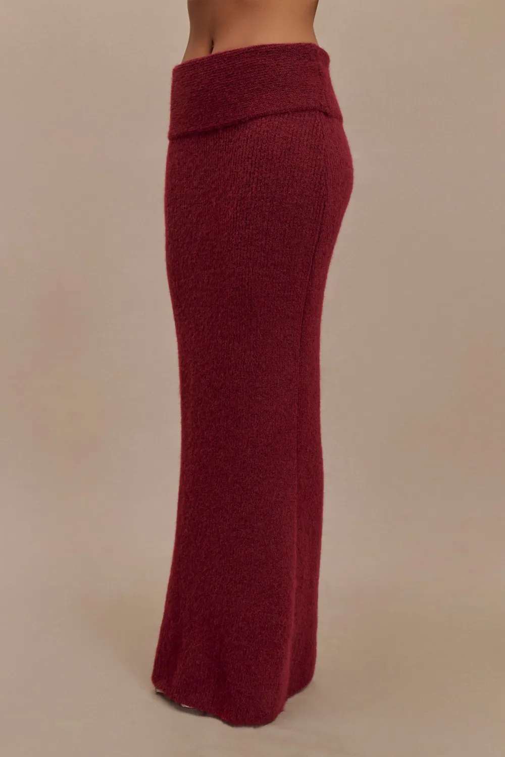 Skinny Knit Maxi Skirt With Overlay