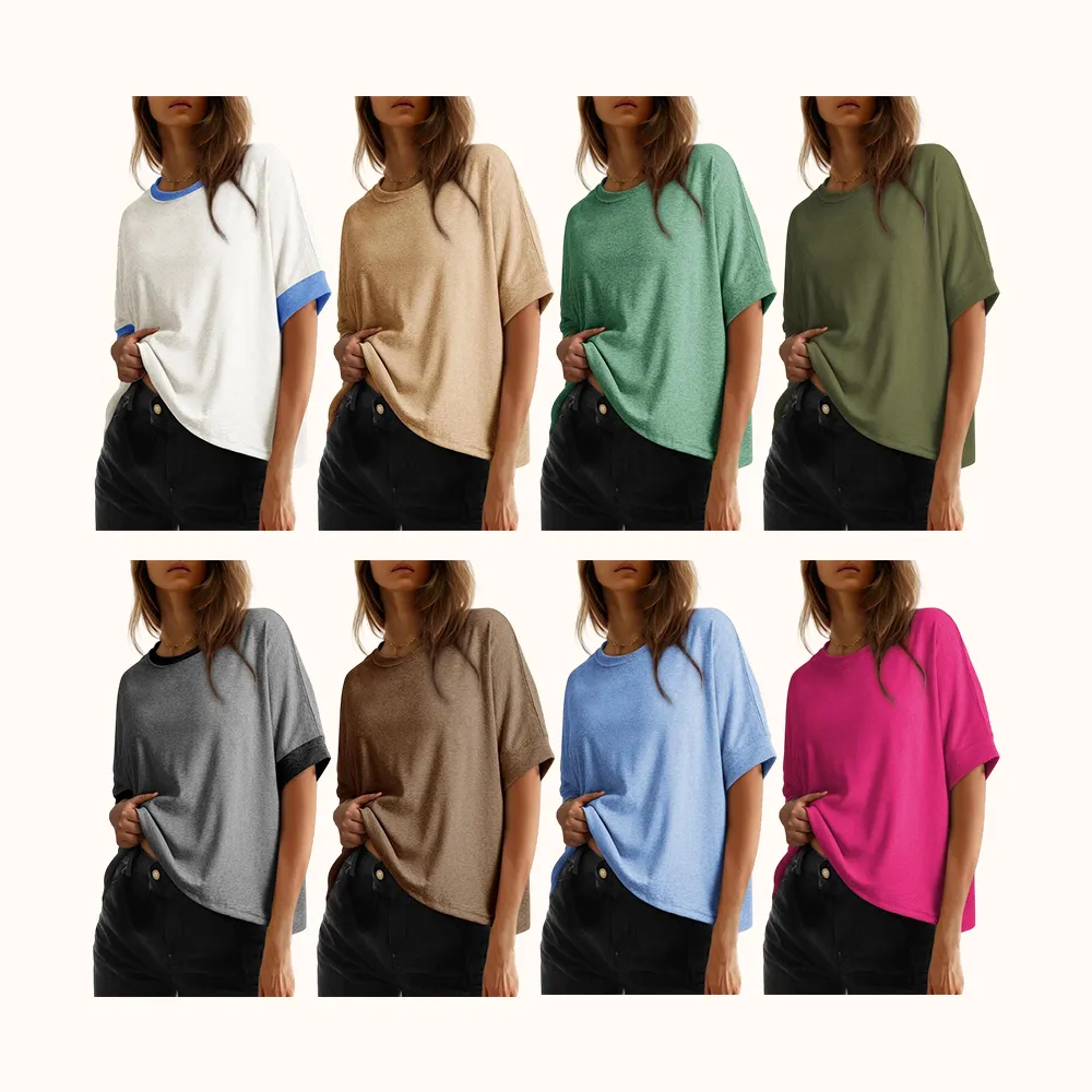 Women's Tops for Women 2026 Loose Oversized Basic Tee Comfortable Soft Fabric Flattering Fit - Womenswear