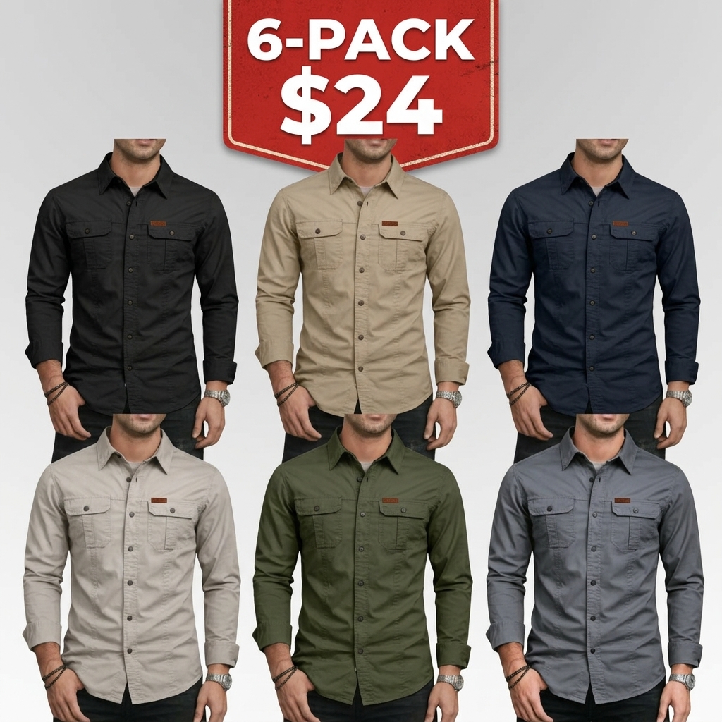 Men's Long Sleeve Workwear Shirt - Outdoor Casual Versatile Top