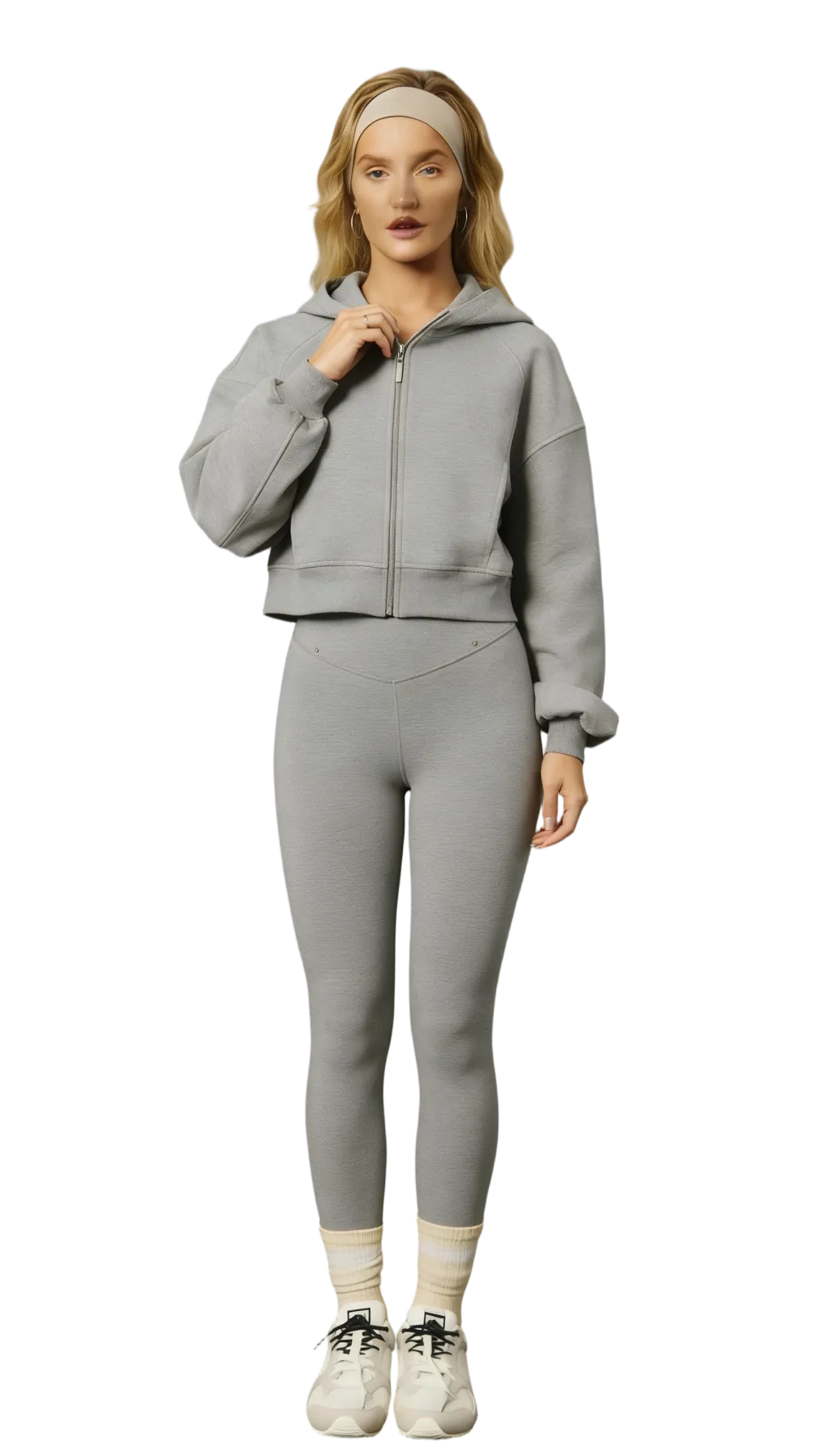 Warm Lightweight Relaxed Fit Cropped Hoodie Sweatshirt Set