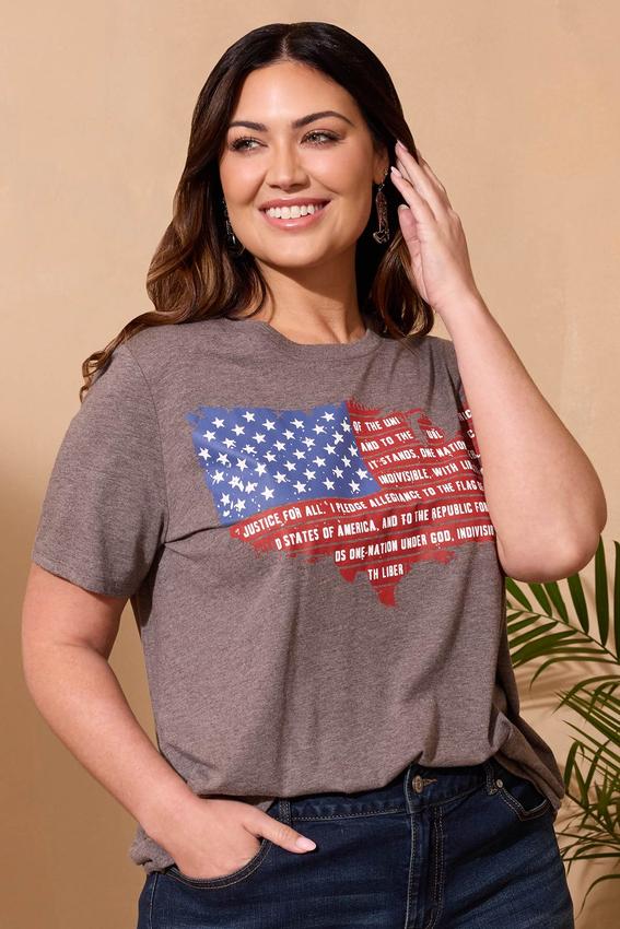 Plus Size Pledge Of Allegiance Map Tee