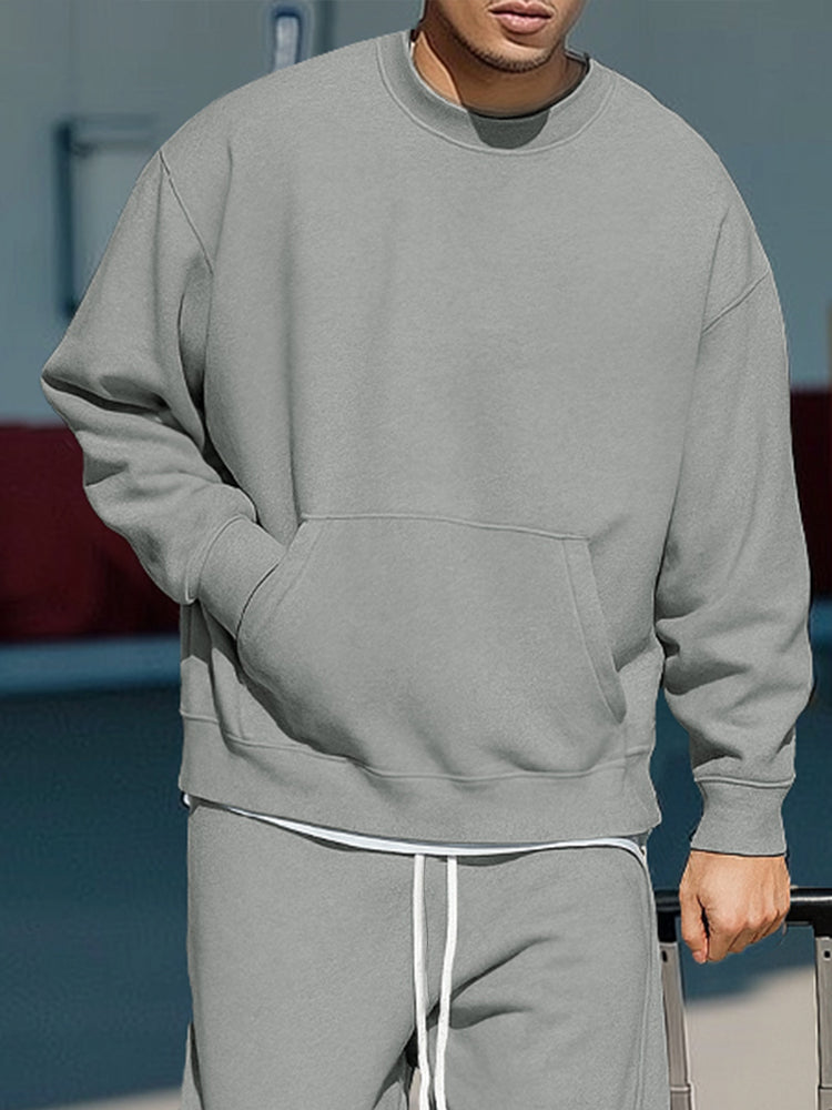 Versatile Relaxed Fit Sweatshirt Pants Set