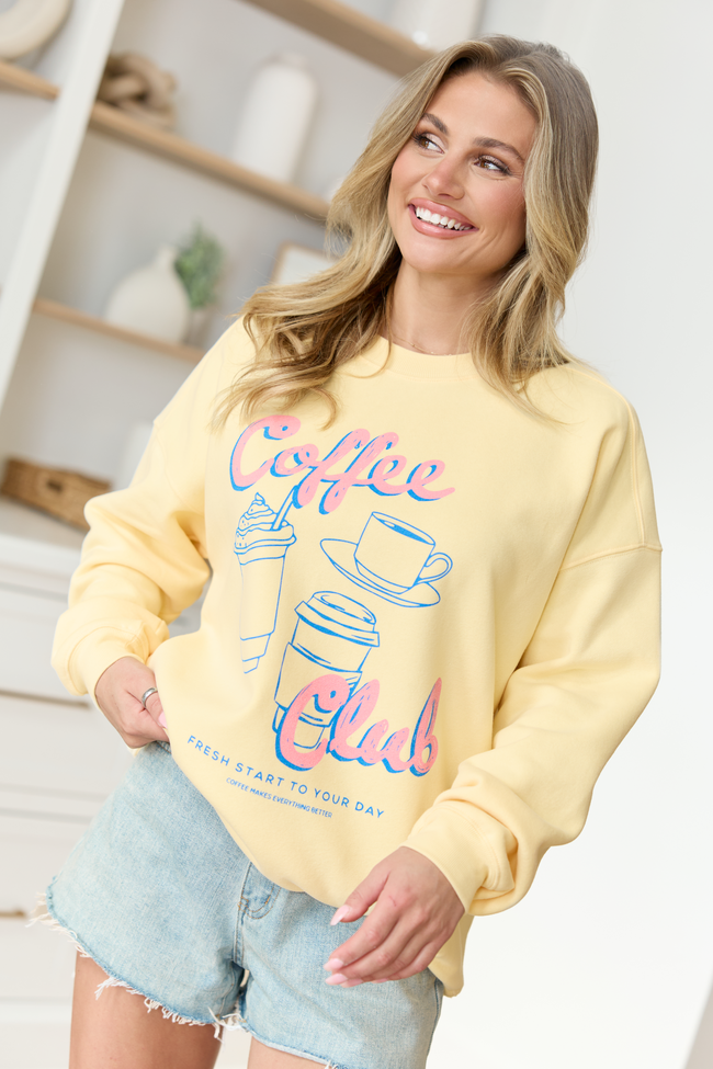 Coffee Club Yellow Graphic Sweatshirt