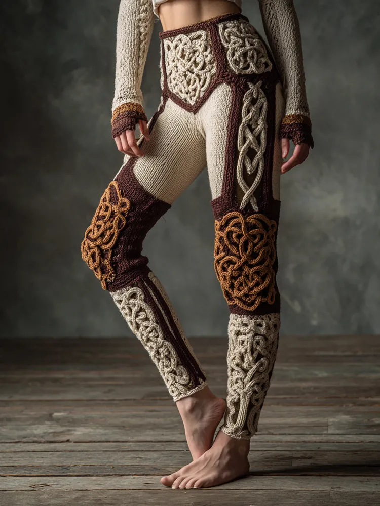Women's Vintage Viking Celtic Knot Pattern Cozy Leggings