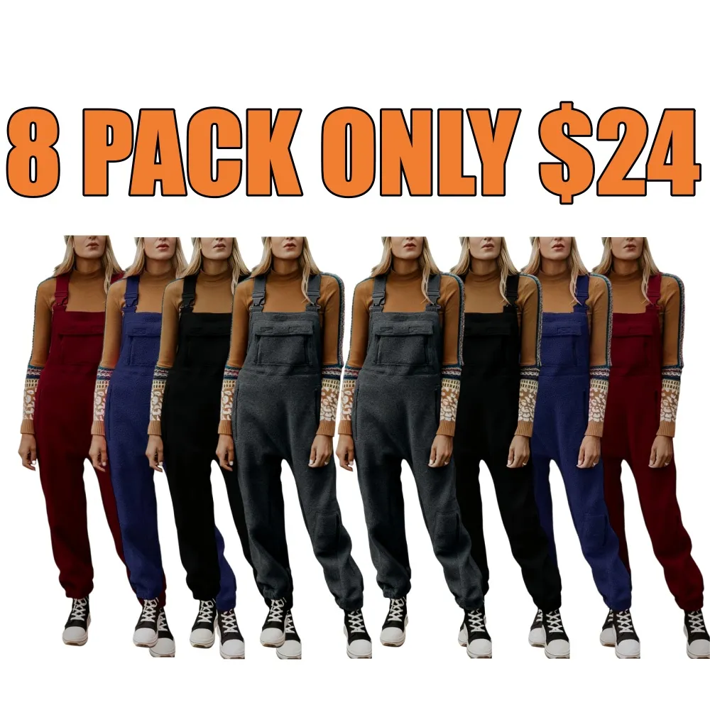 Women's Fleece Warm Overalls Winter Loose