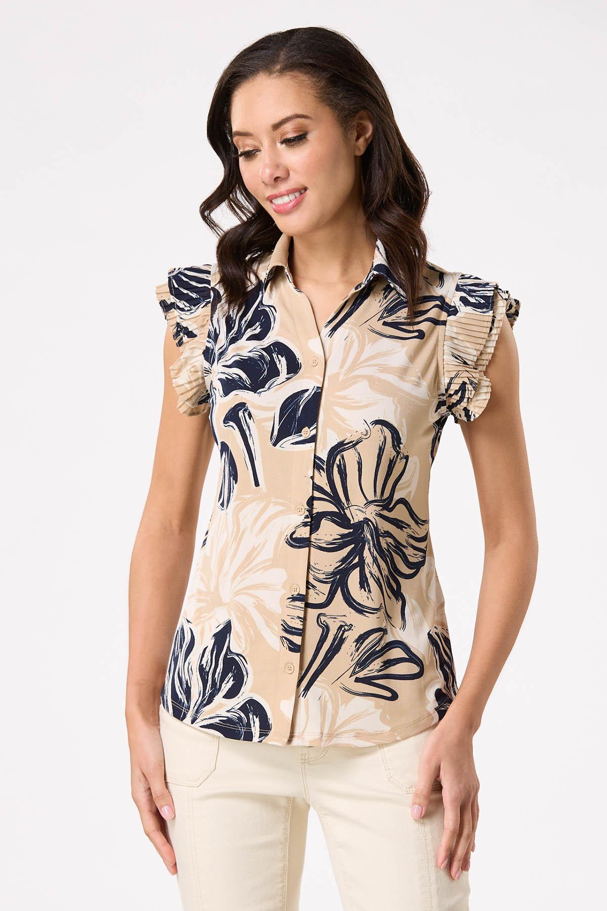 Navy Floral Button Down Tank