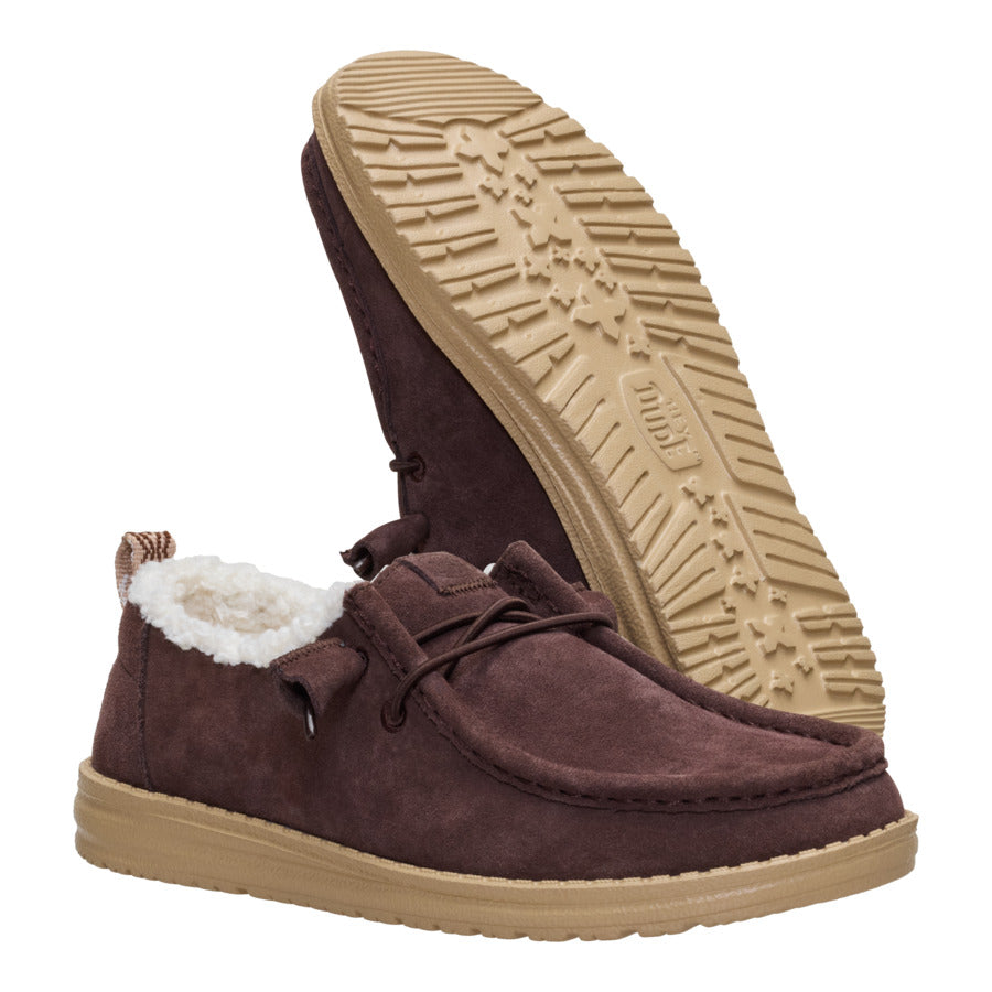 Wendy Suede Shearling - Dark Brown