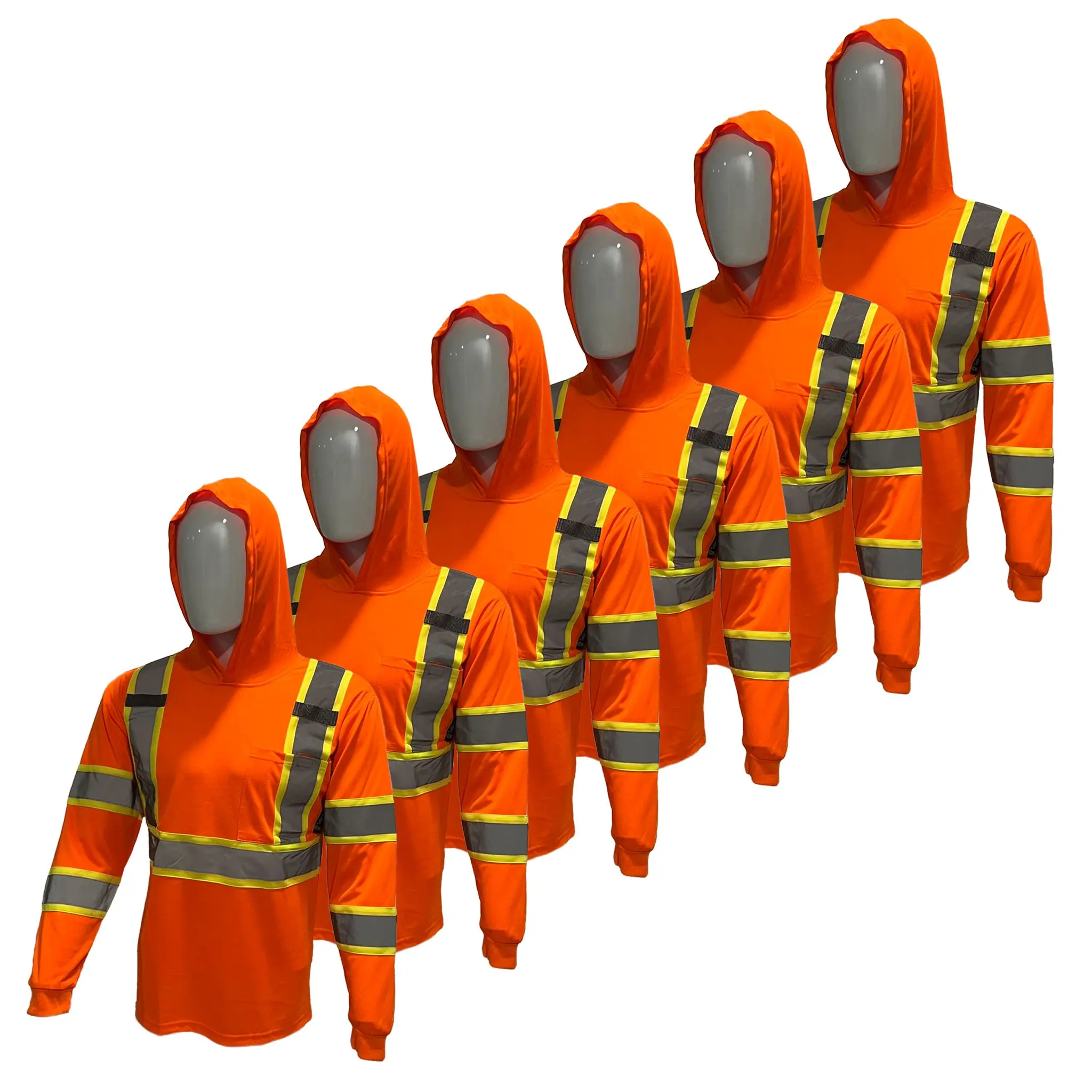 6-Pack Hi-Vis Performance Work Hoodie Shirts (Quick-Dry & Breathable)