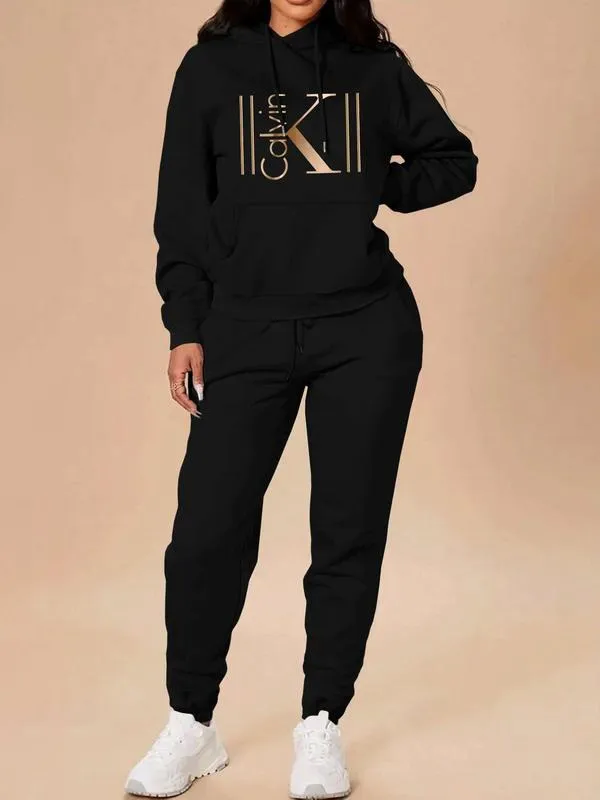 Women's Casual Hooded Sweatshirt Set