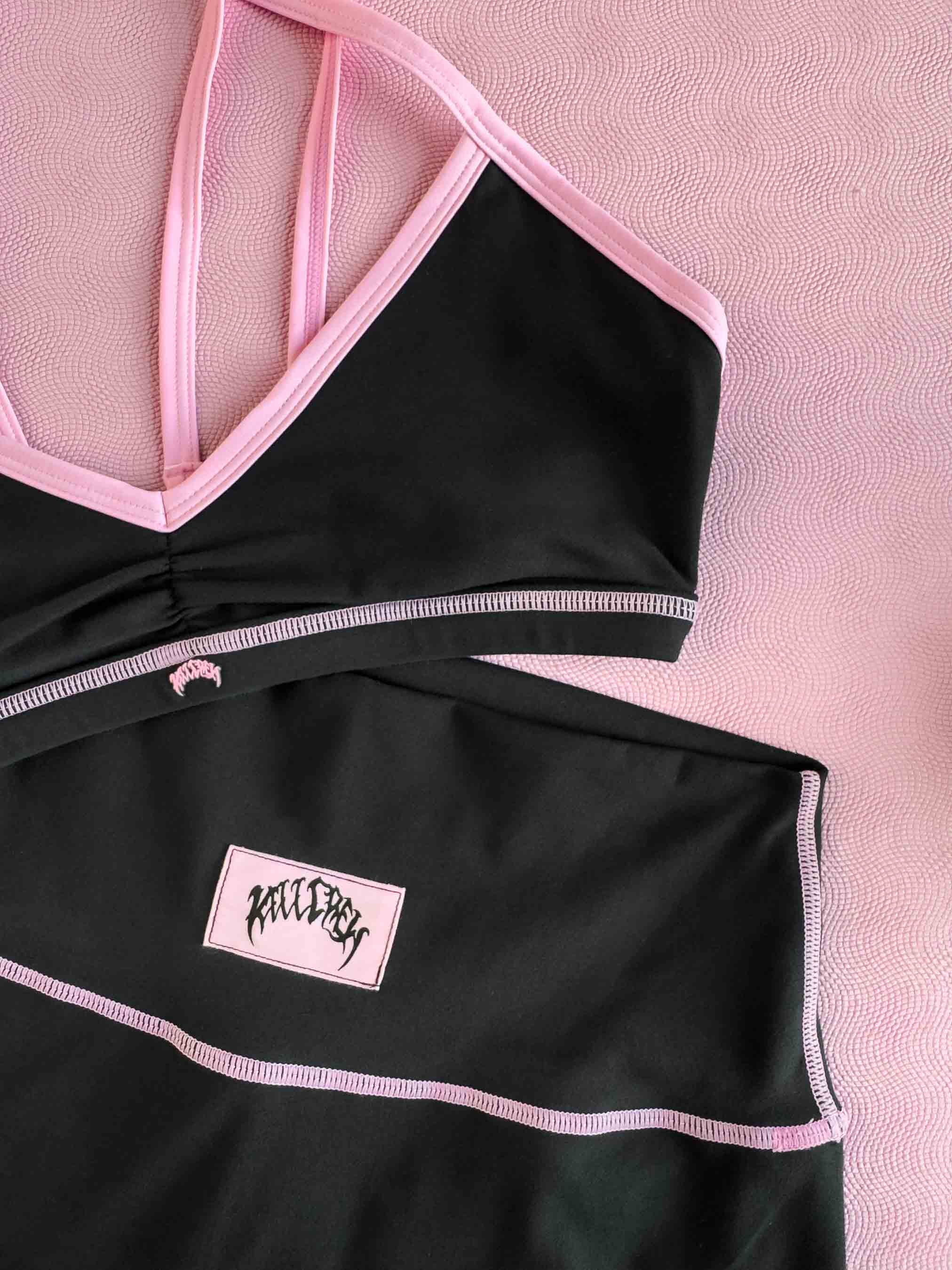 OUTSEAM SCRUNCH BIKER SHORTS - BLACK / PINK