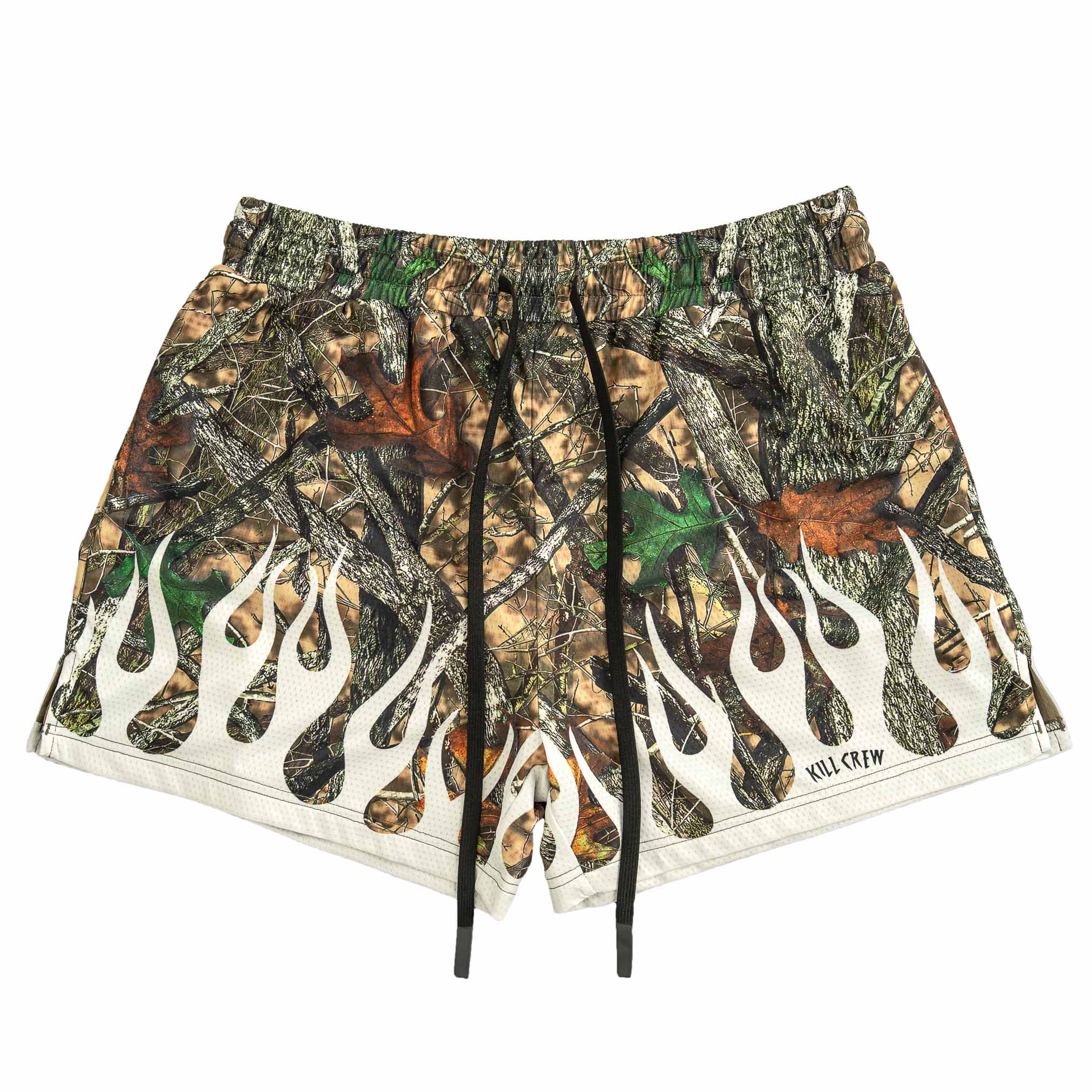 MUAY THAI SHORTS (MID THIGH CUT) WILDFIRE - WHITE