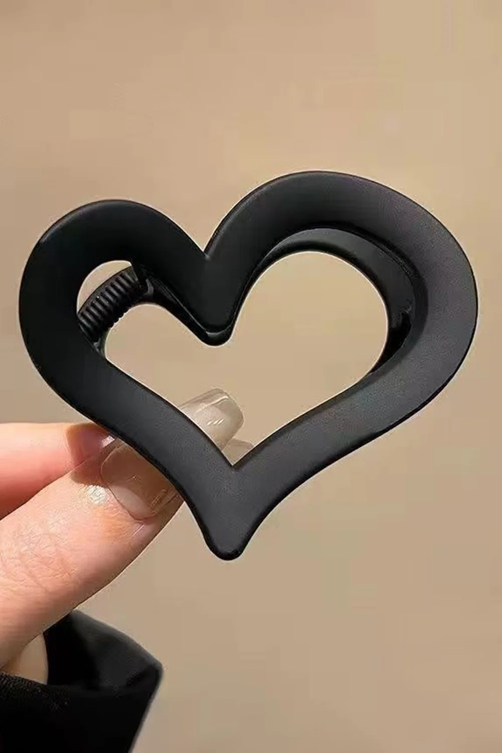 Black Cutout Heart Shape Frosted Small Hair Clip
