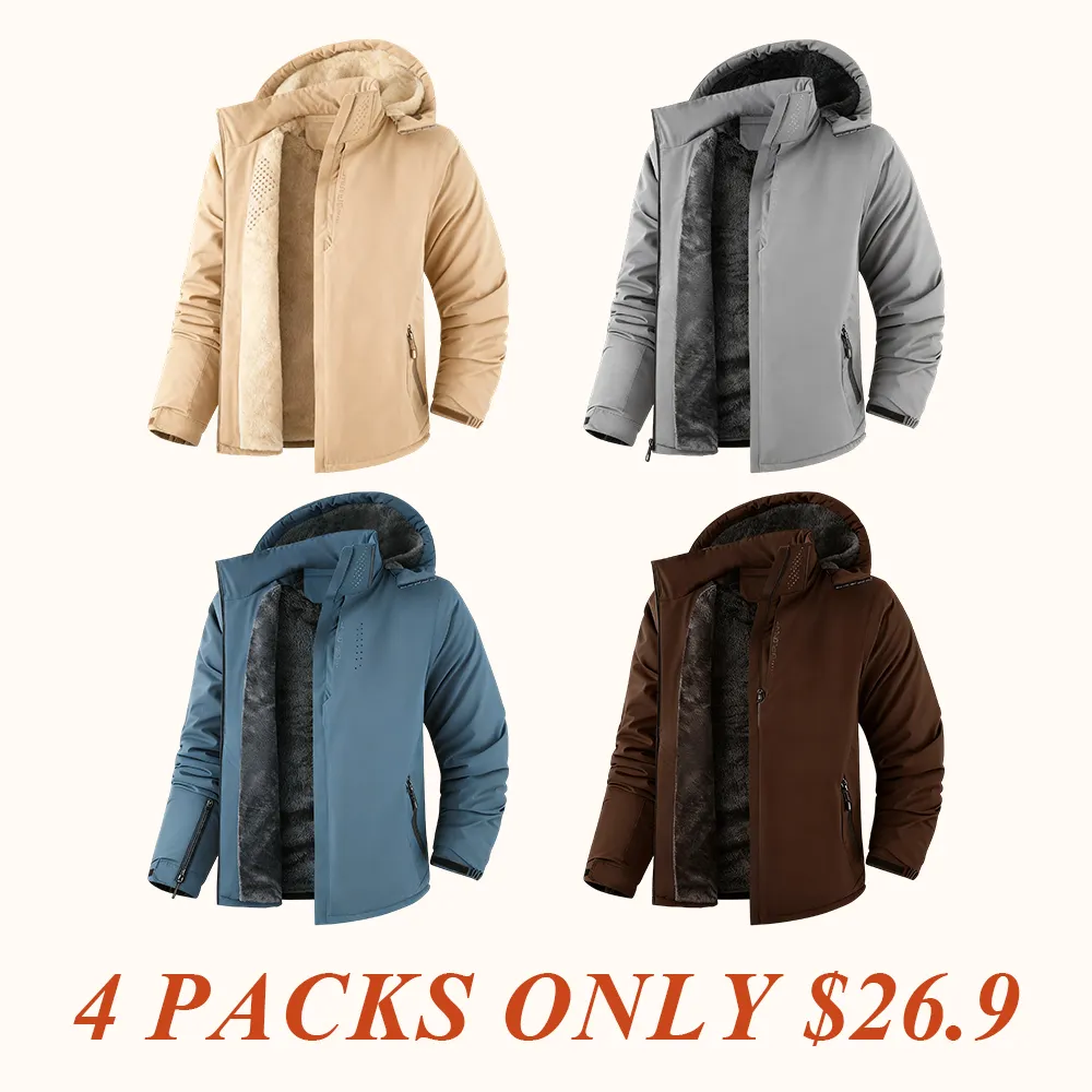 Men's Winter Ski Jacket Warm Fleece Lined Waterproof Windproof Hooded Insulated Outdoor Jacket