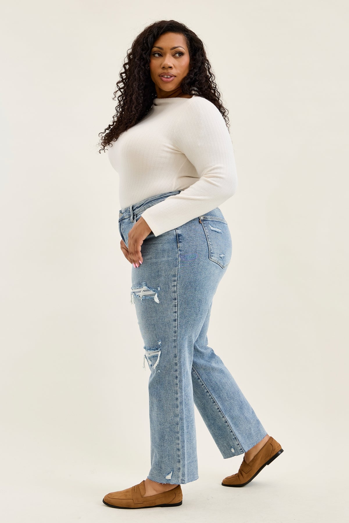 Brenda Retro 90s Destructed Straight - PLUS