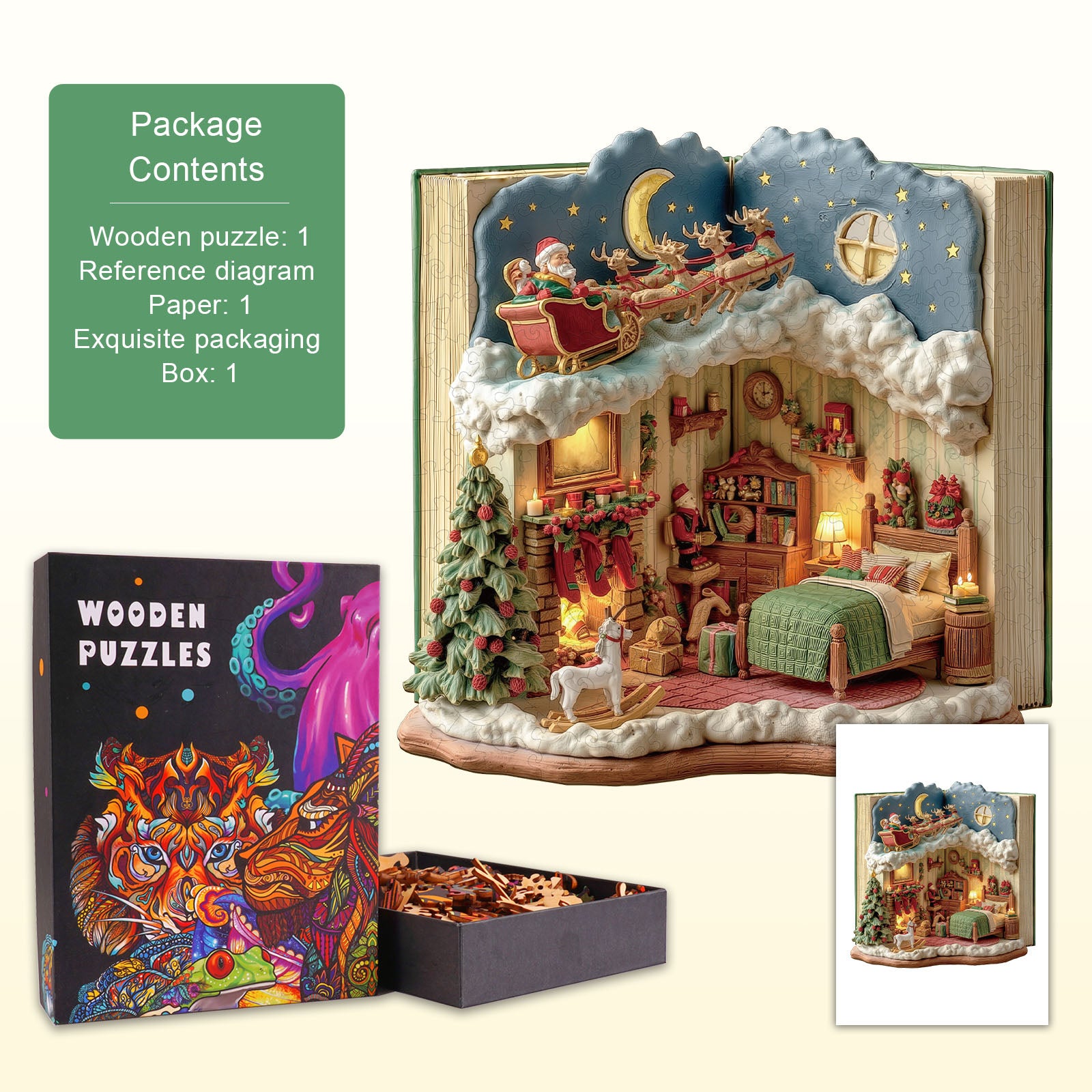 Christmas Eve in the Book Wooden Jigsaw Puzzle