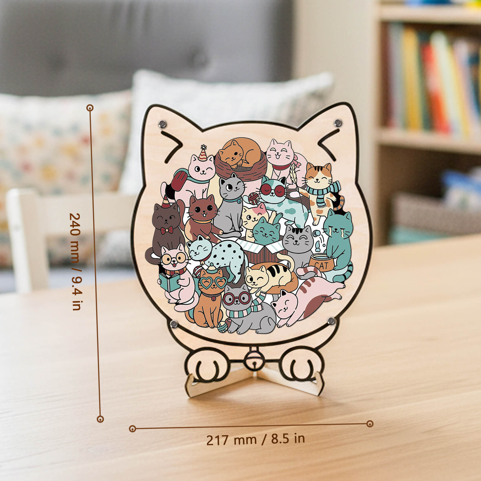 Cute Cat Shaped Wooden Puzzle for Baby