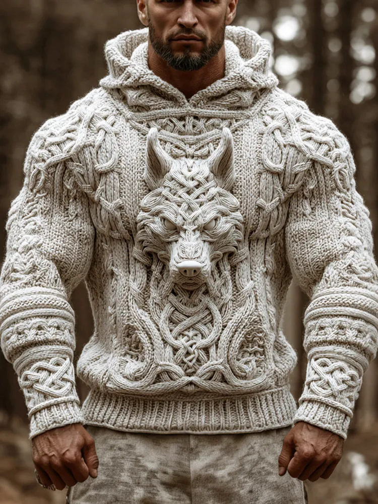 Viking Hellhound Men's Hooded Knit Sweater
