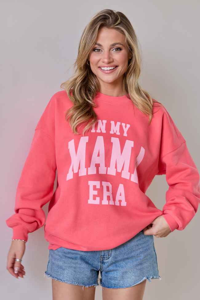 In My Mama Era Light Red Graphic Sweatshirt