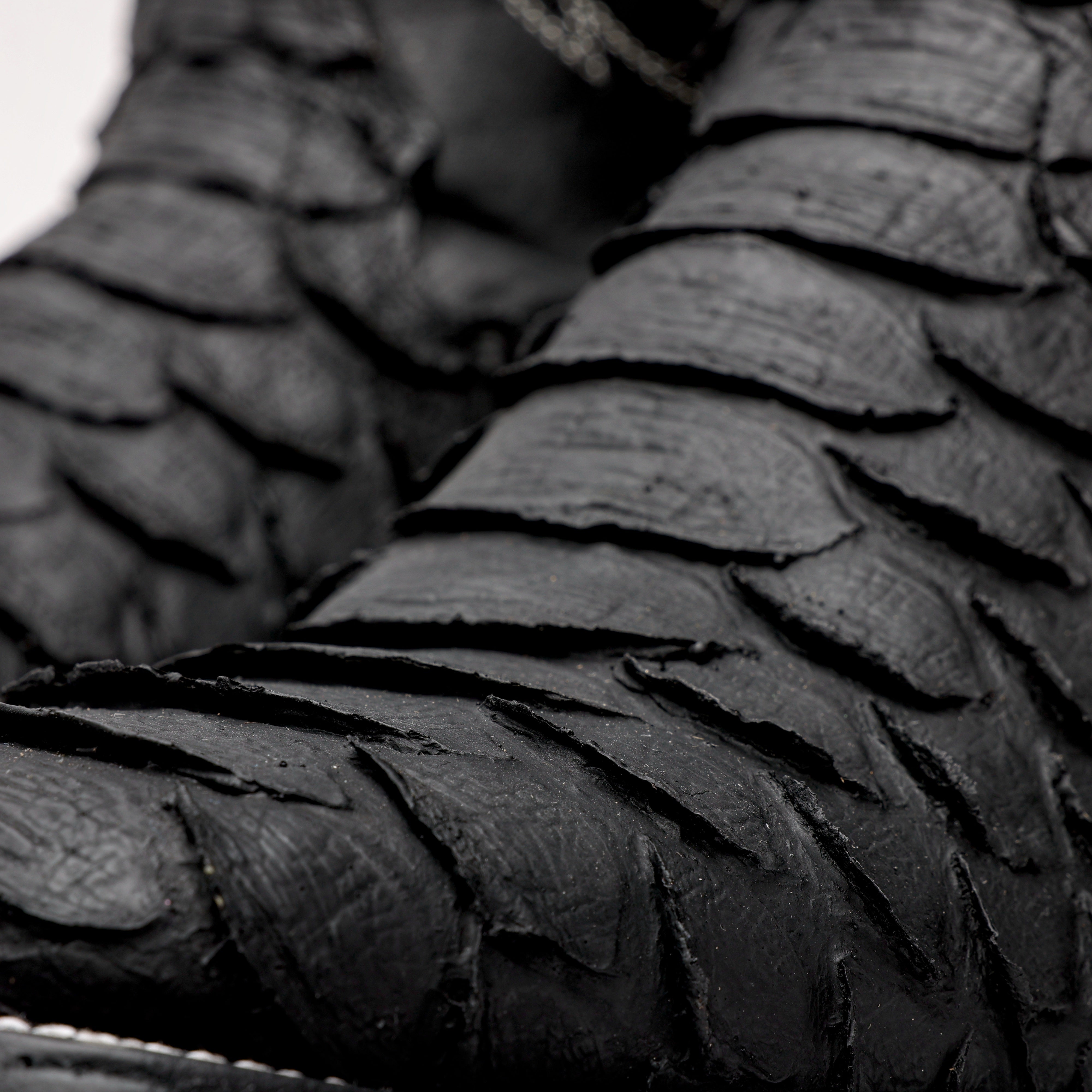 Matte Black Jumbo Python Leather Boots - Square Toe