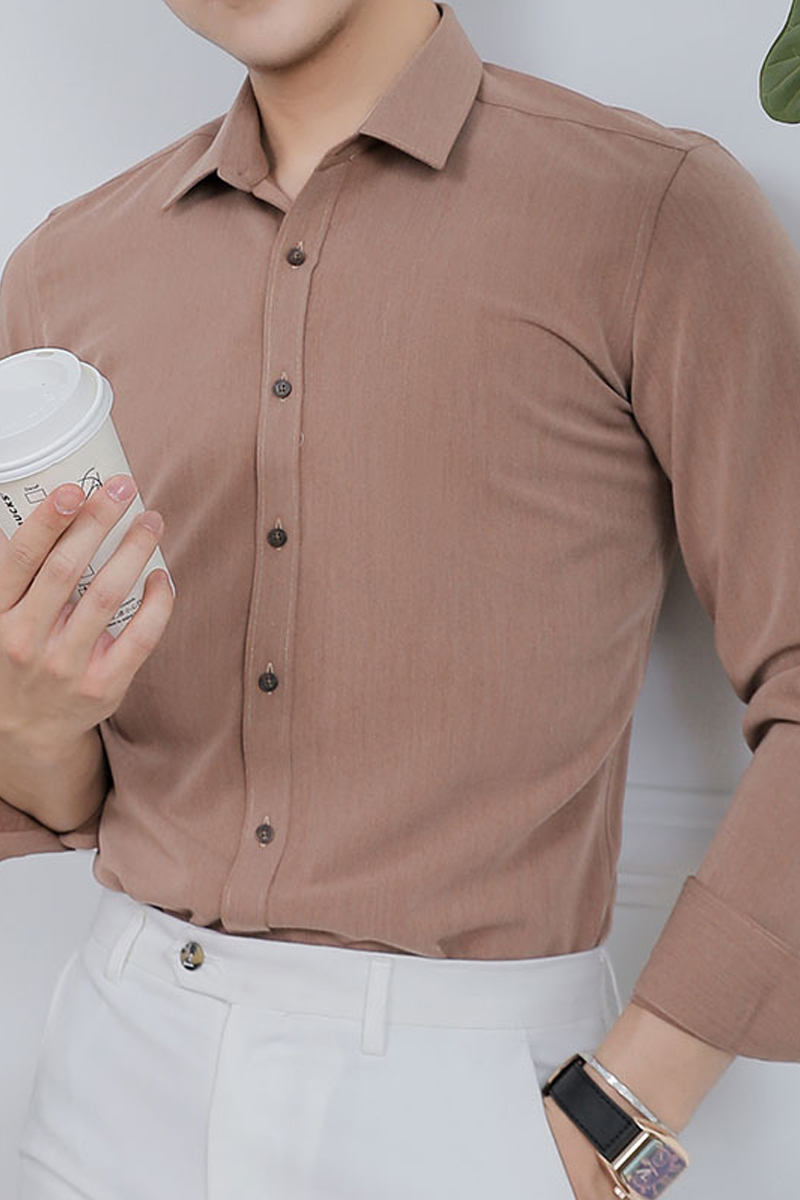 Men's Business Essential Classic Solid Color Stand Collar Formal Shirt