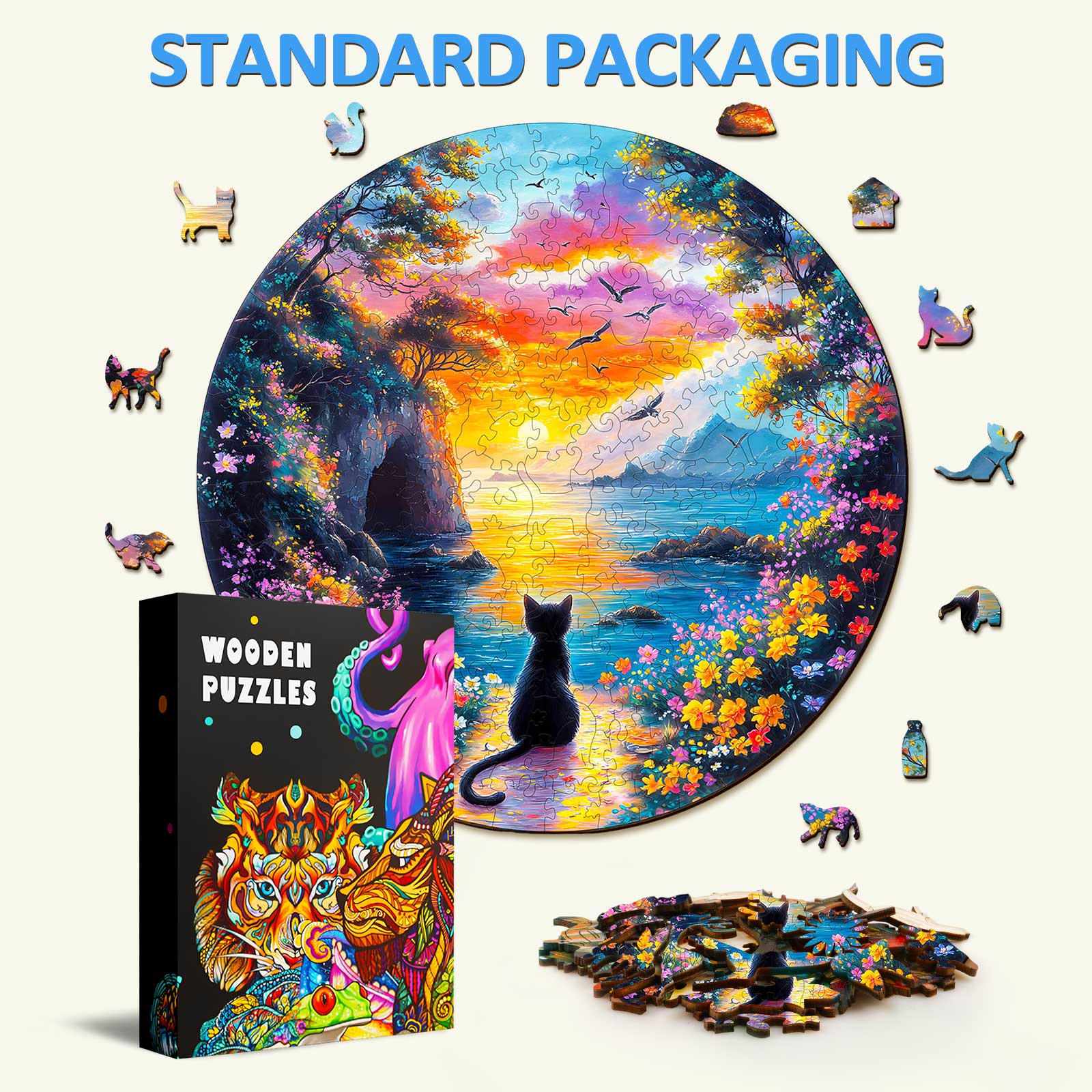 Sunset Kitten Wooden Jigsaw Puzzle