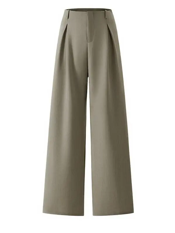 Women's Solid Color Plicated Pocket Wide Leg Pants
