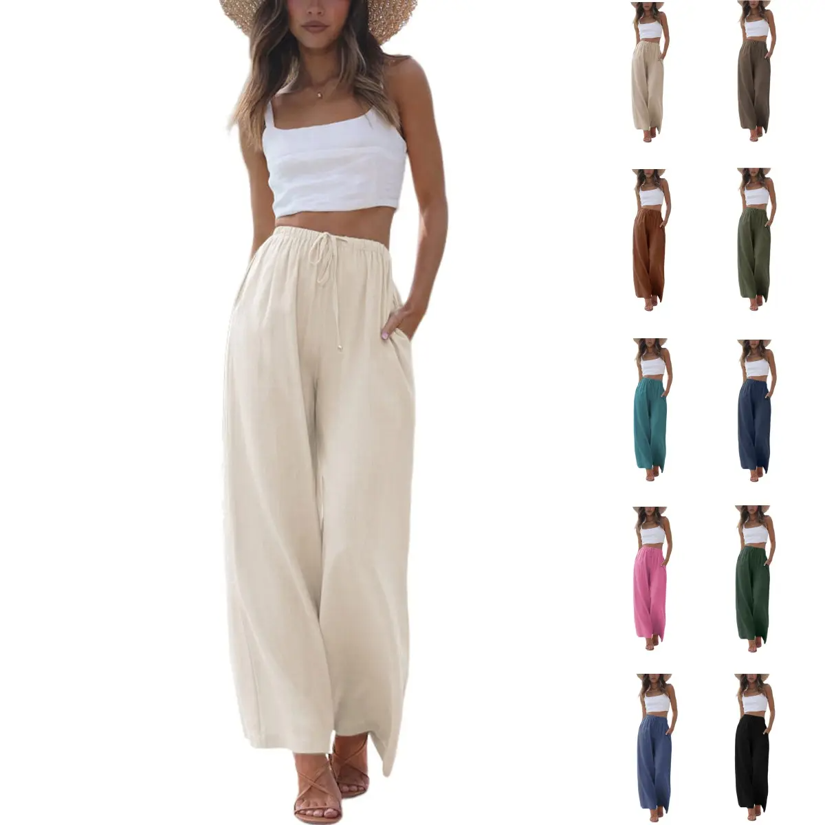 Mother's Day Sale💕2026 Palazzo Pants for Women -Beach to Street Wide Leg + Pockets