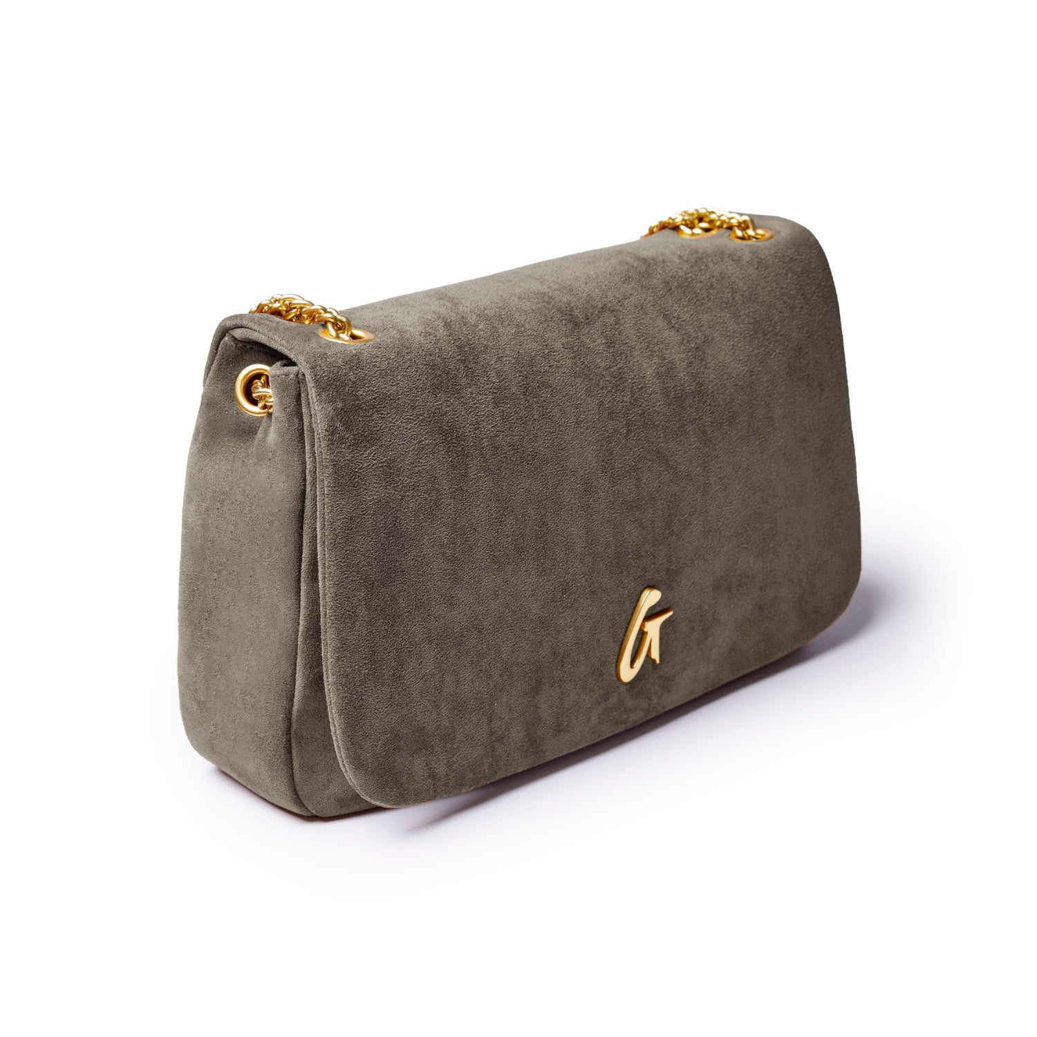 MEDIUM SUEDE FLAP BAG - OLIVE GREEN