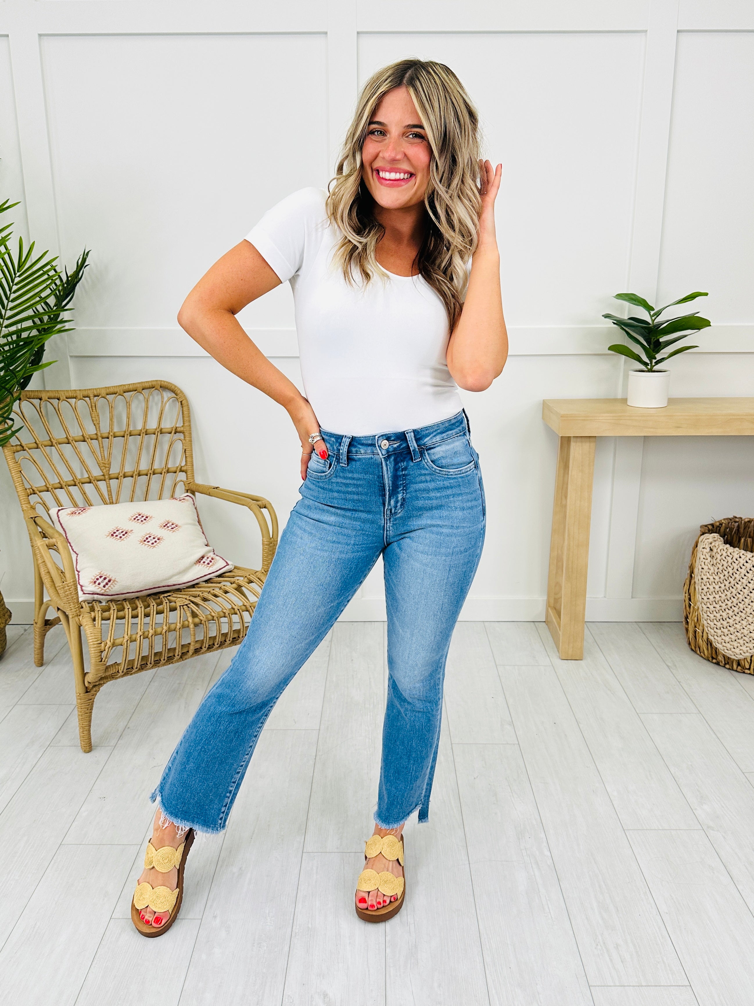 Severely Soft Tummy Control Cropped Kick Flare Jeans