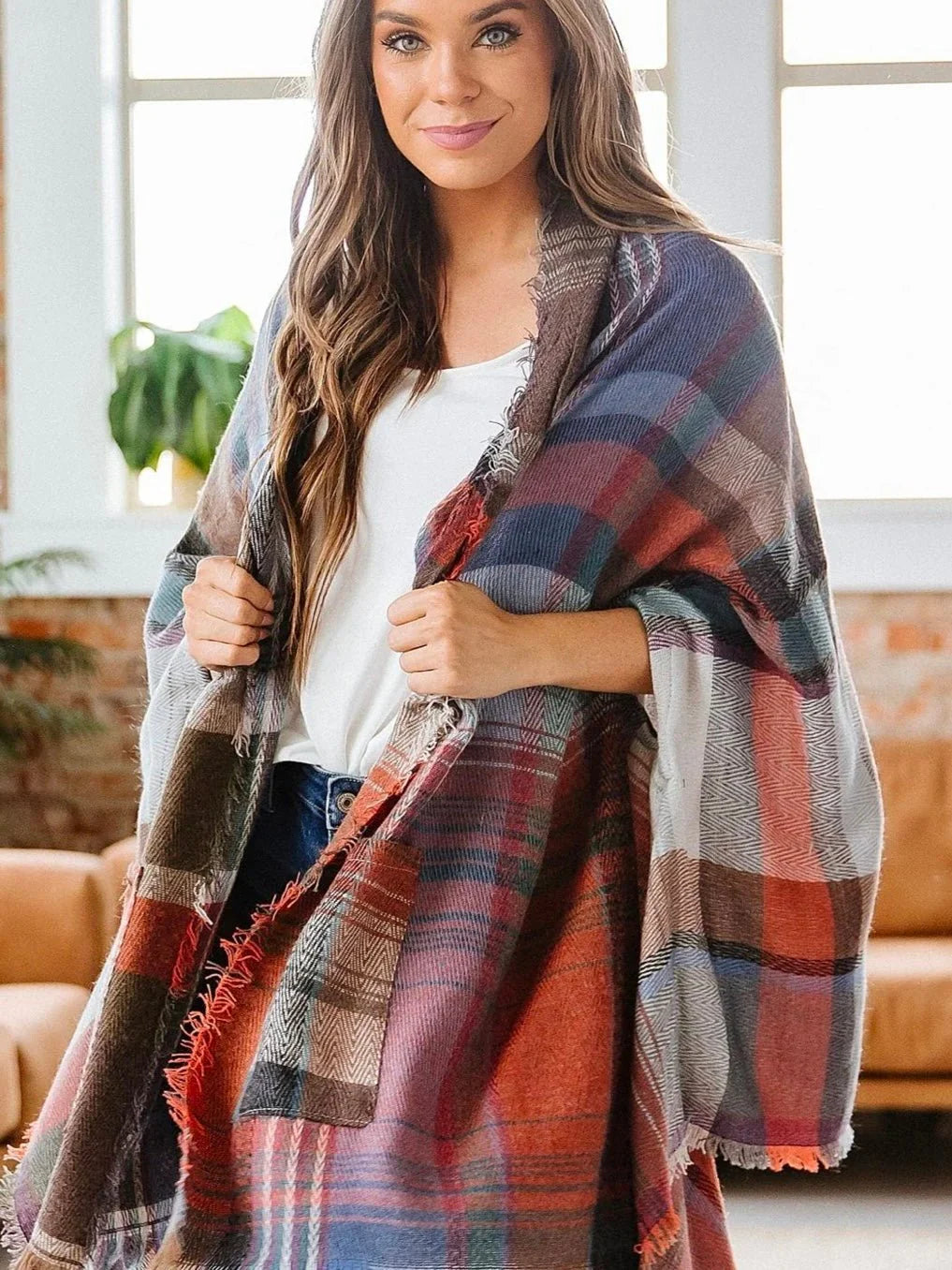Plaid Pocket Ruana Wrap