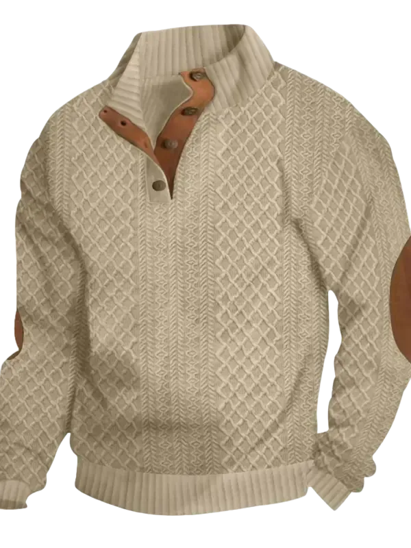 Men's color-blocked jacquard button-down sweatshirt