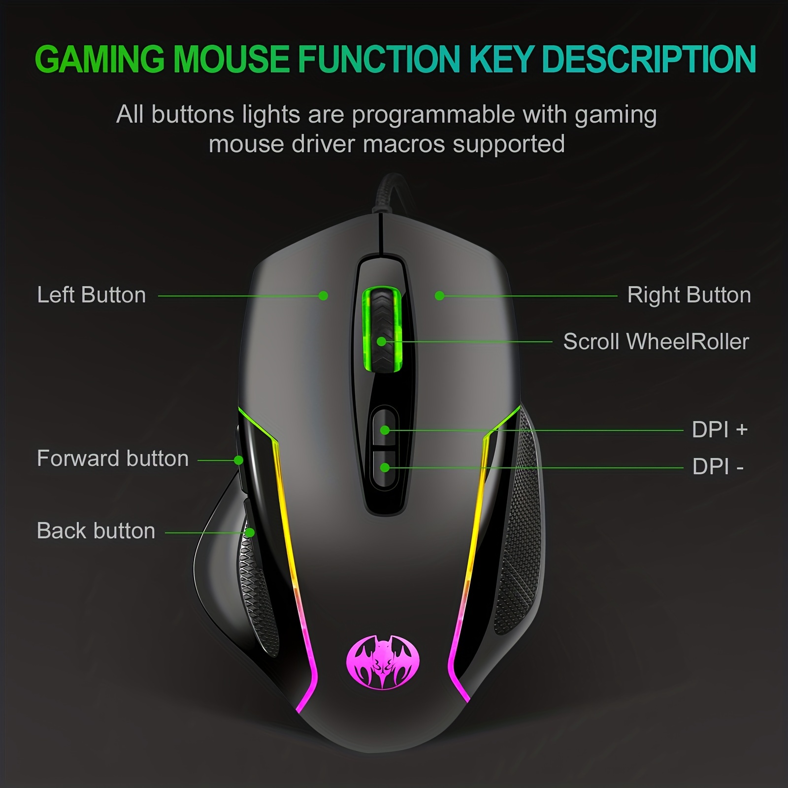 Wired USB Gaming Mouse LED Color Luminescence Gaming Mouse