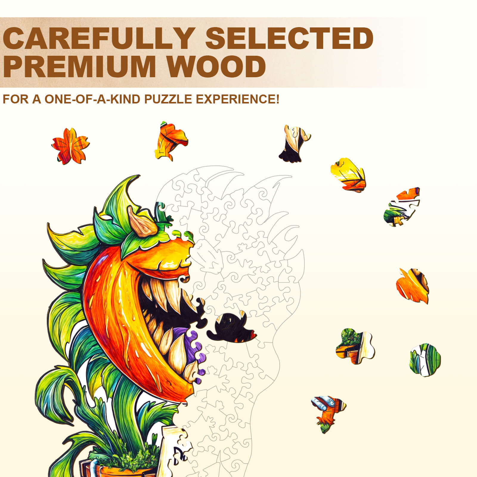 Man-eating flower Wooden Jigsaw Puzzle