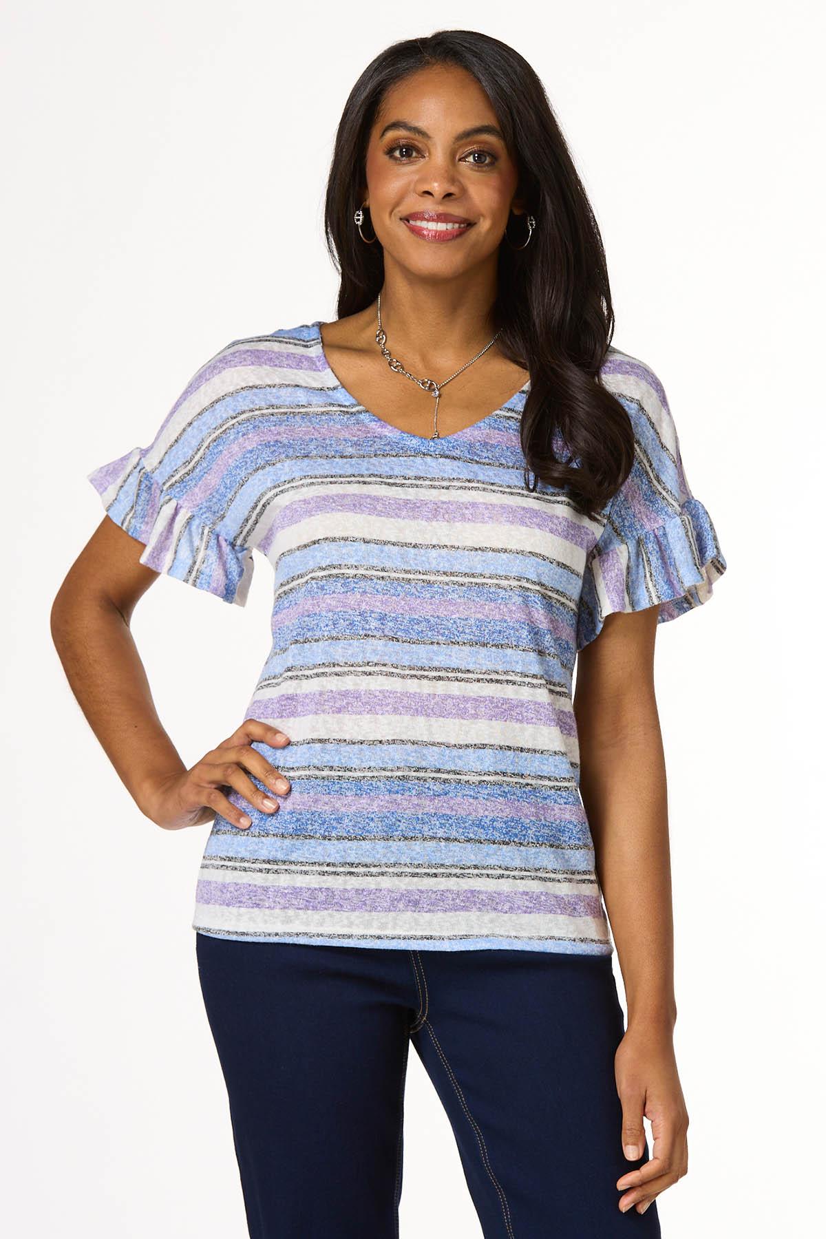 Stripe Ruffled Hacci Top