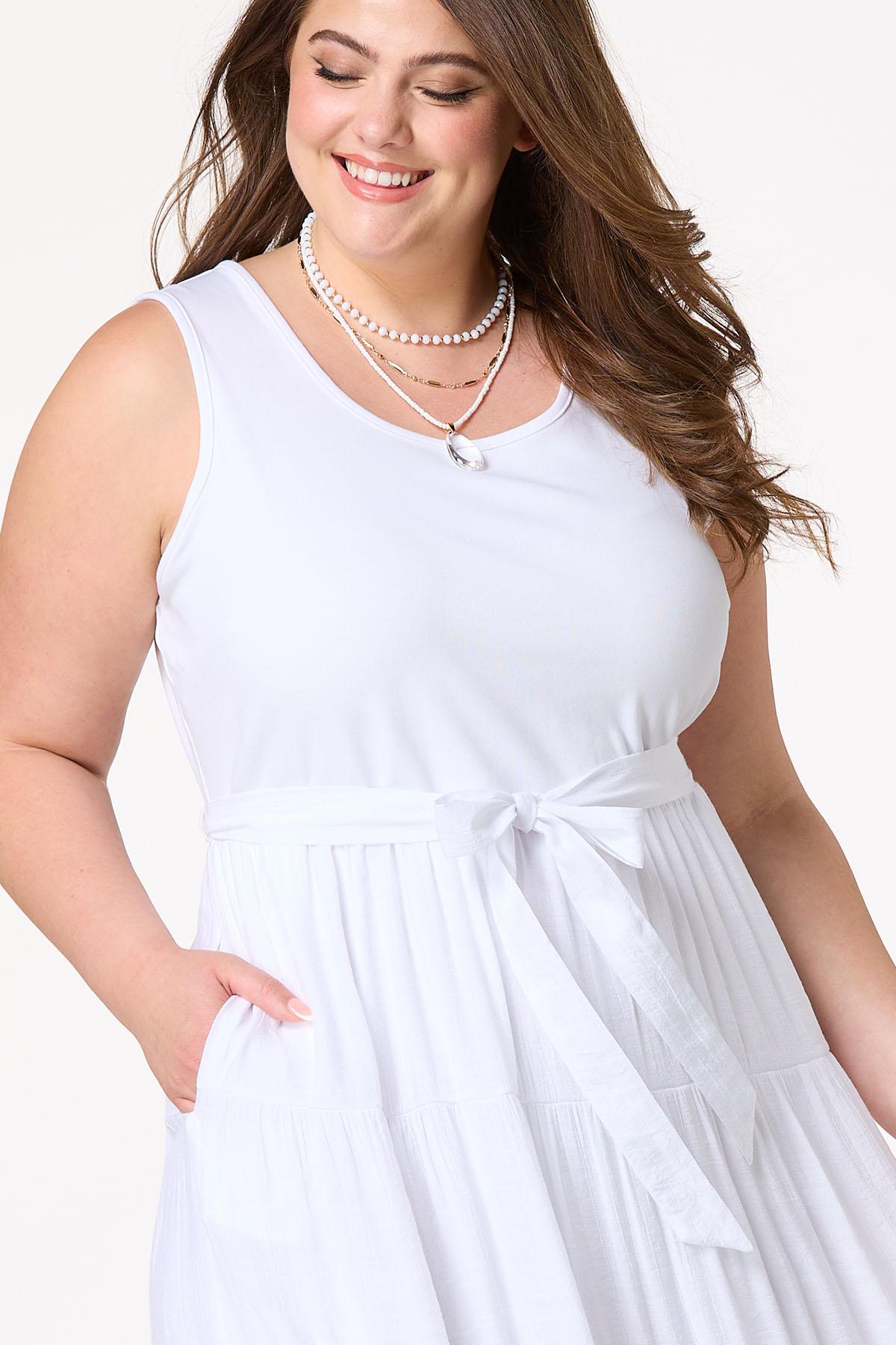 Plus Size White Twofer Midi Dress
