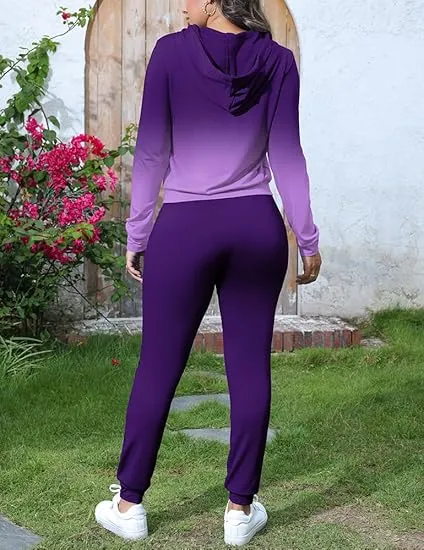 Women's Solid Drawstring Hoodie & Pocket Sweatpants Two-piece Set