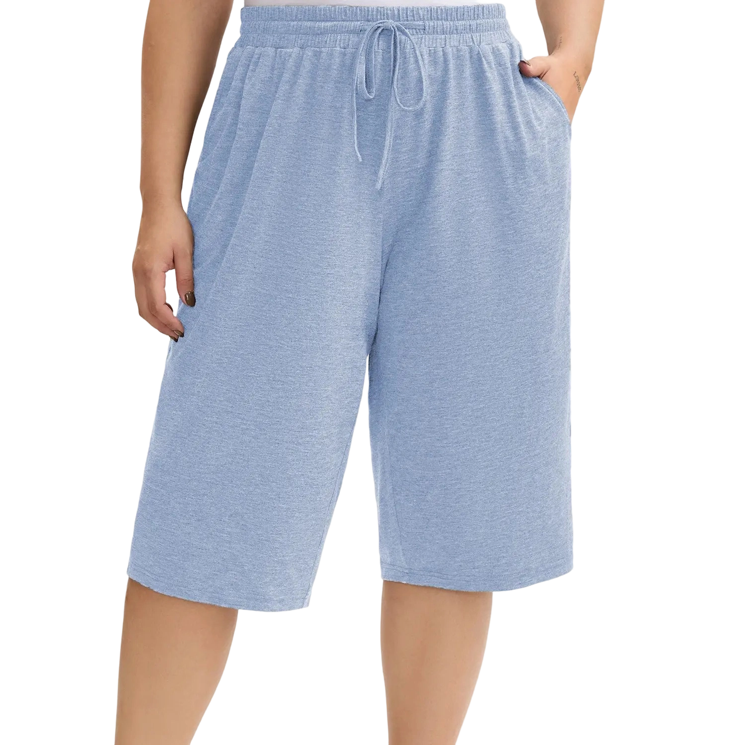 👖Women’s Relaxed Wide-Leg Capri Lounge Pants with Drawstring Pockets