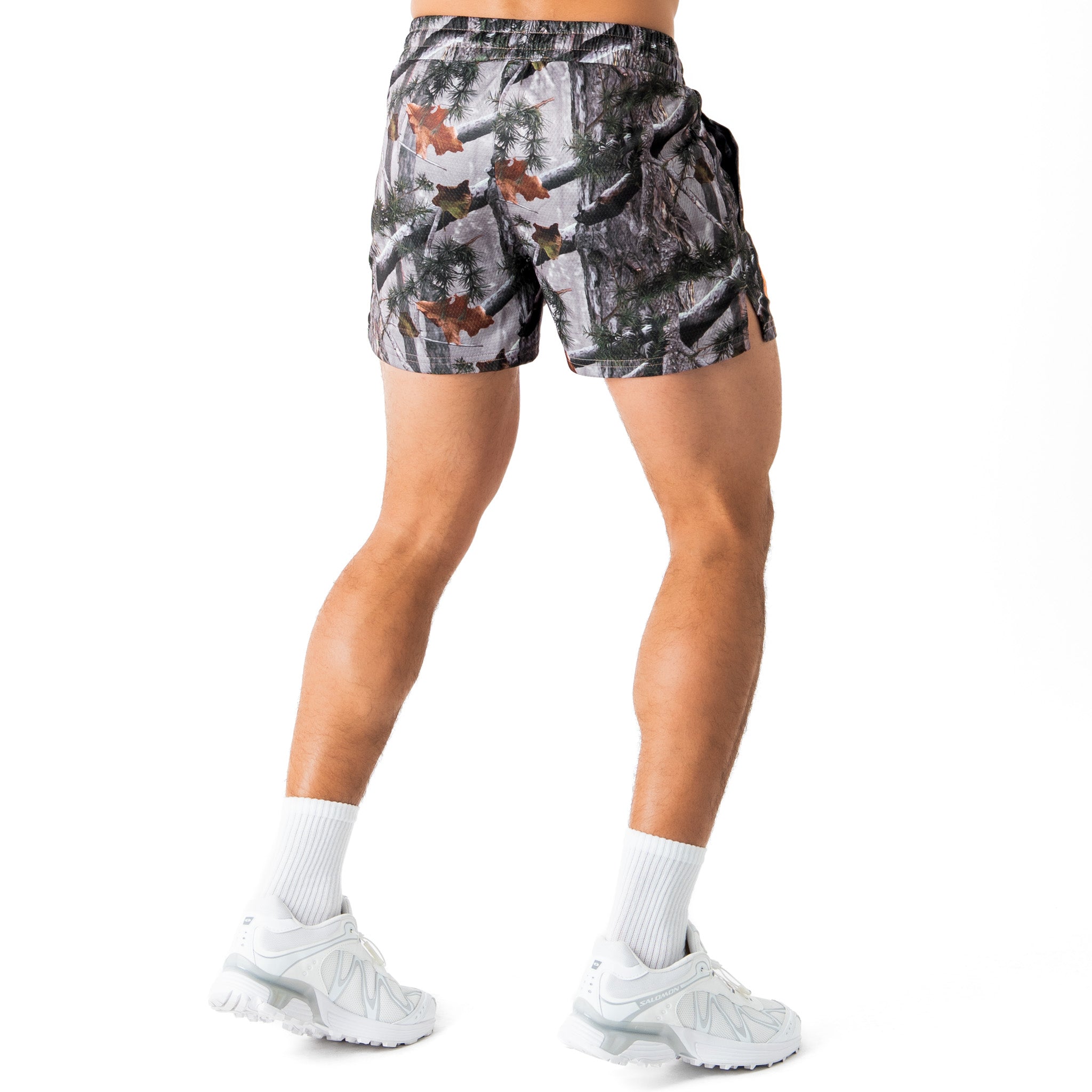 MUAY THAI SHORTS (MID THIGH CUT) - CAMO / ORANGE