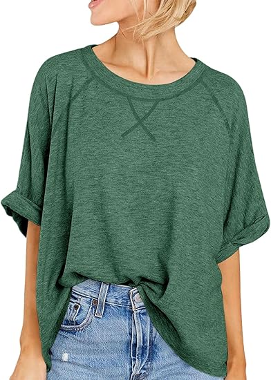 Womens Oversized Tshirts Casual Summer Tops Short Sleeve Loose Fit Tunic T Shirts