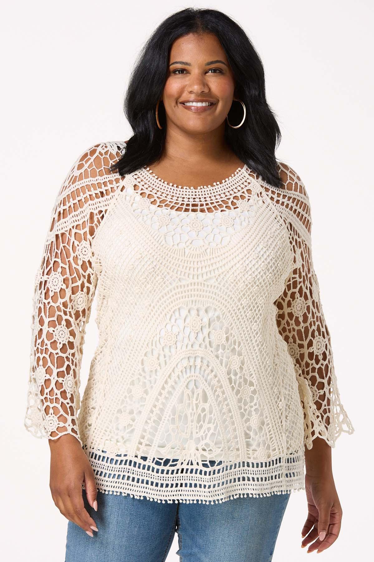 Plus Size Crochet Tie Back Top