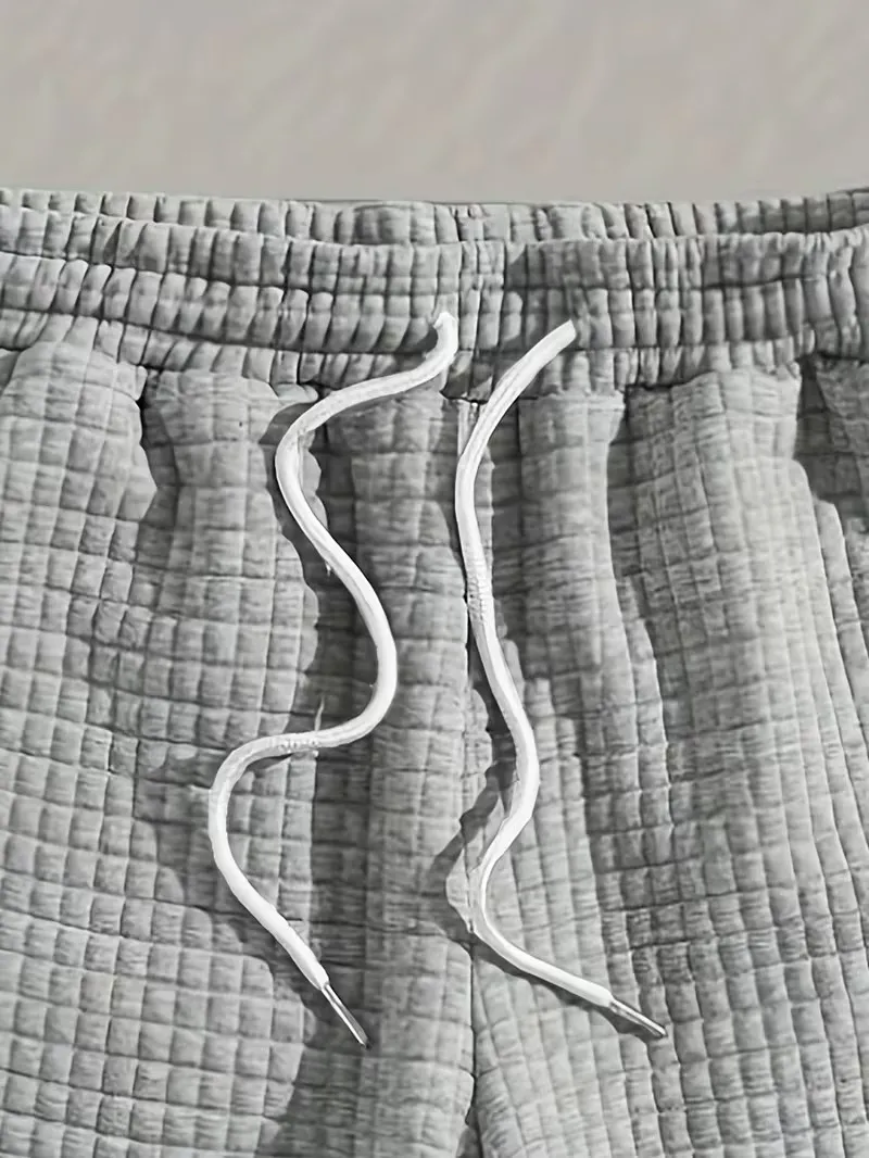 Men's Waffle Knit Shorts - Elastic Drawstring Waist Casual Summer Shorts with Stretch