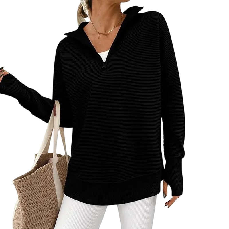 Women's Long Sleeve Quarter Zip Pullover Sweater