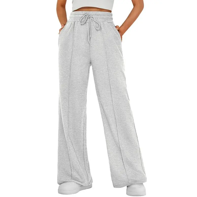 Women's Simple Design Straight Leg Drawstring Baggy Lounge Pants
