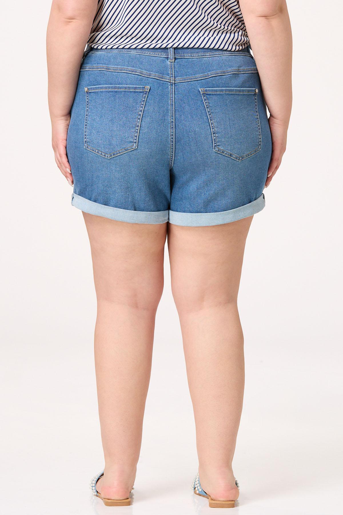 Plus Size Rolled Superflex Denim Shorts
