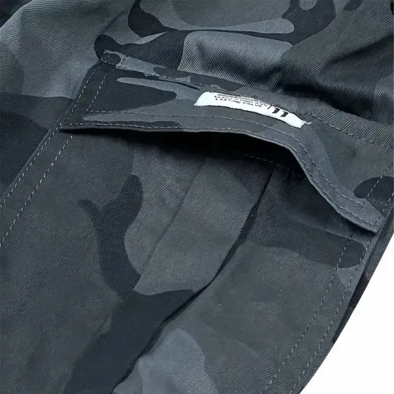 Camouflage Twill Pocket Shorts Three-Piece Set Men's Casual Khaki Green Black Trousers Suitable For Daily Wear