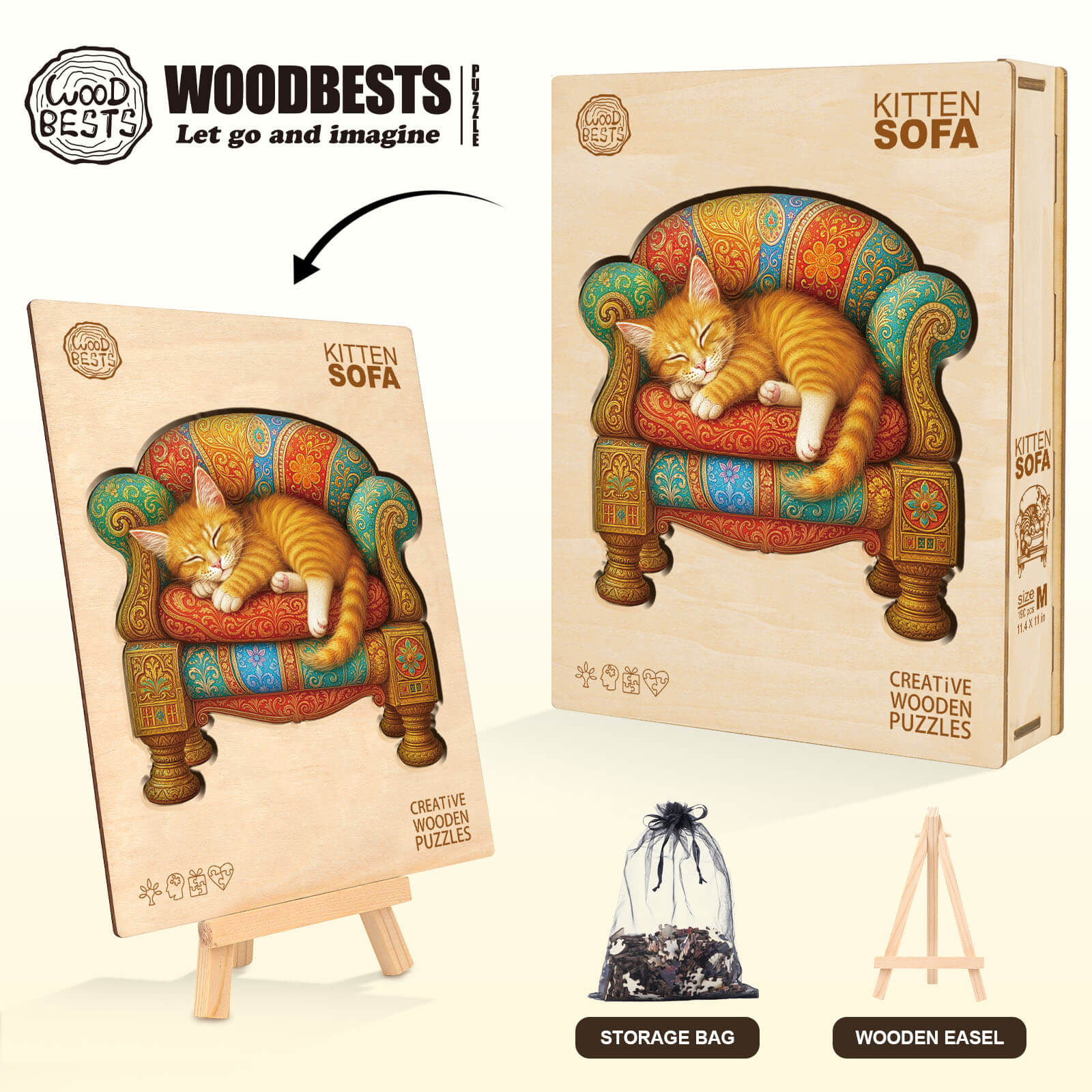 Kitten sofa Wooden Jigsaw Puzzle