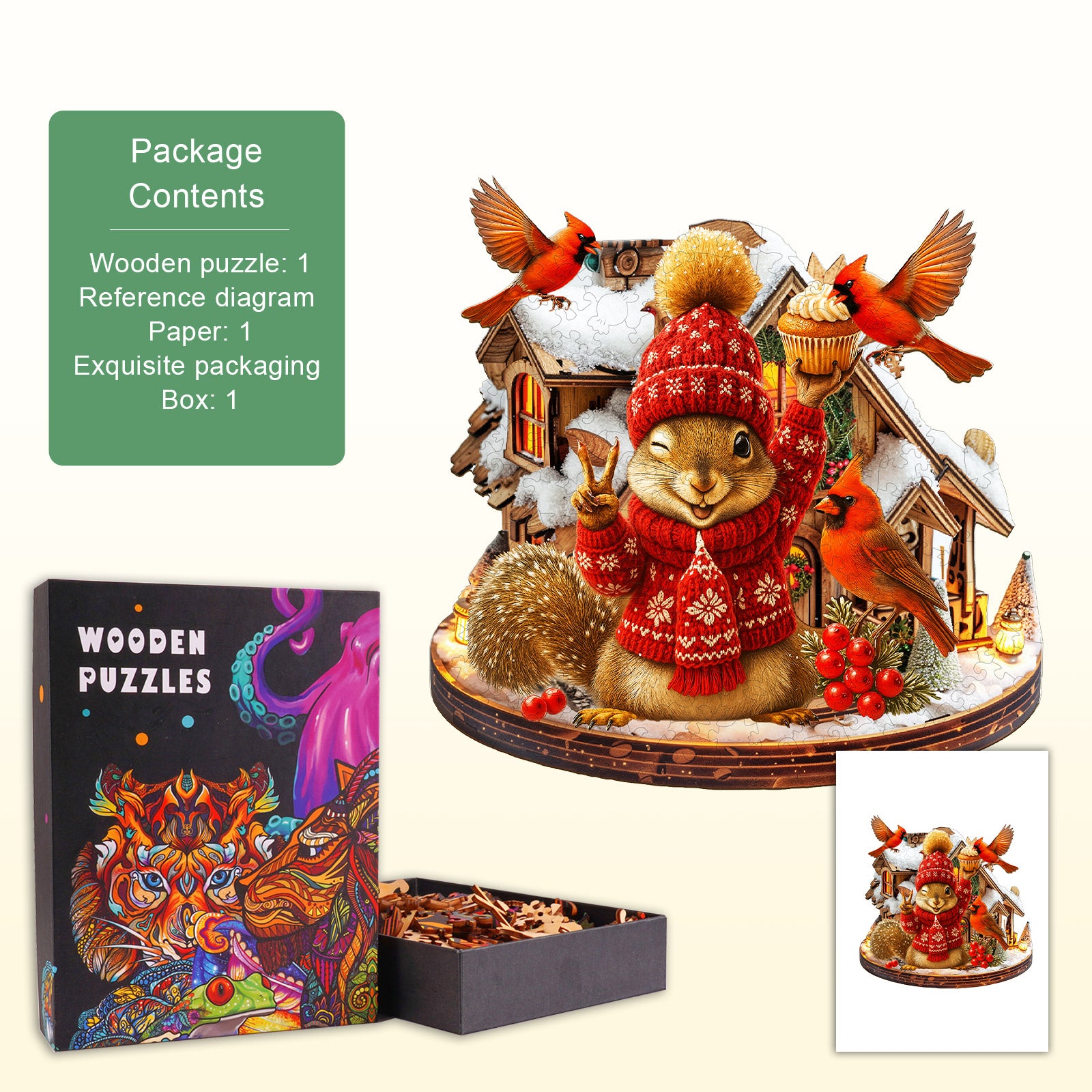 Joyful Squirrel Wooden Jigsaw Puzzle