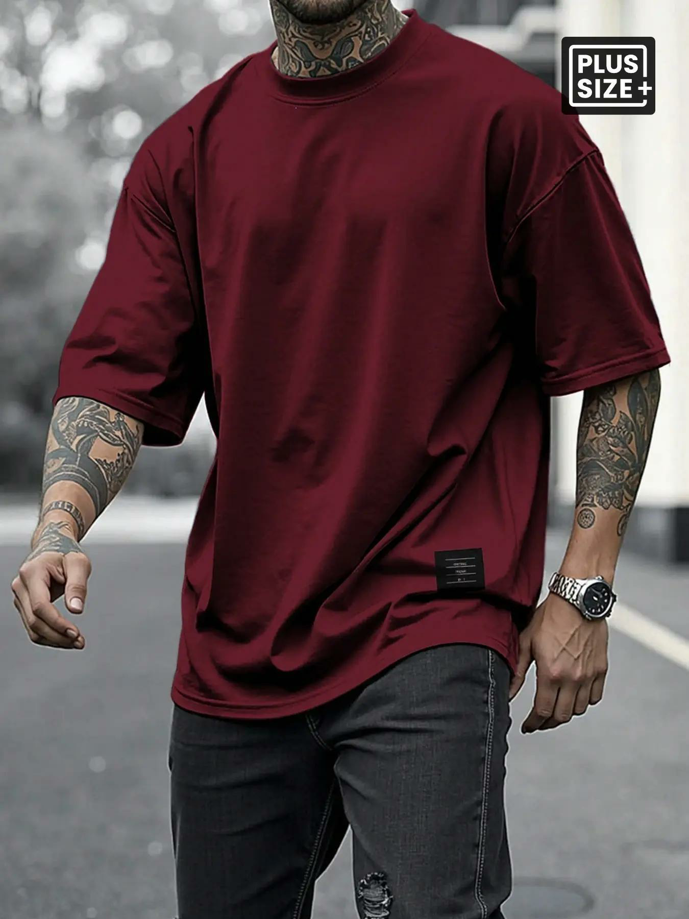 Men's Plus Size Round Neck Short Sleeve Shirt, Ultra Comfortable Everyday Wear, Casual Streetwear Oversized Style, Perfect for Daily Use