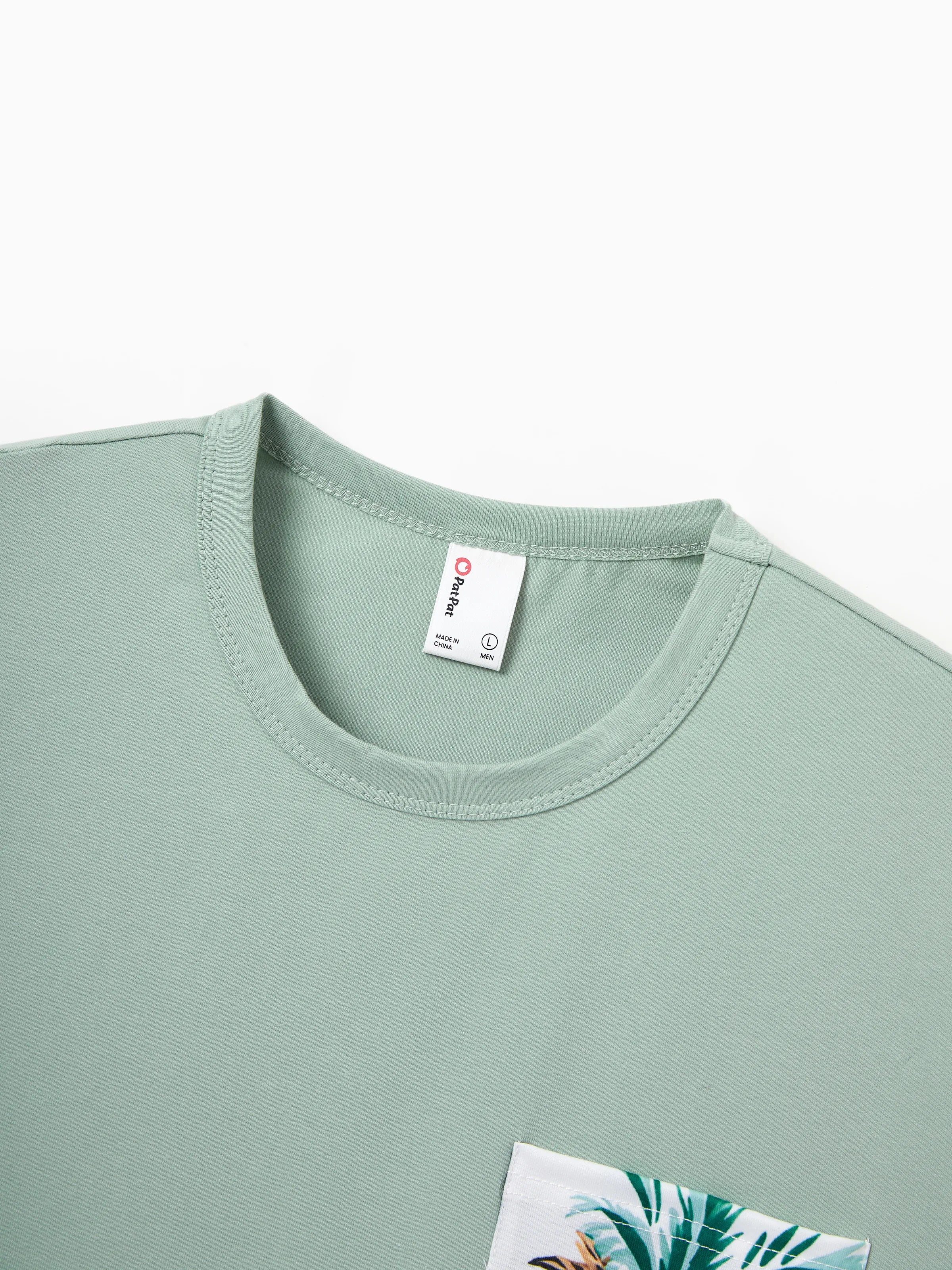 Family Matching Tropical Print Outfits Mommy & Me Tank Dress & Dad/Kids Cotton T-Shirt Set
 Green